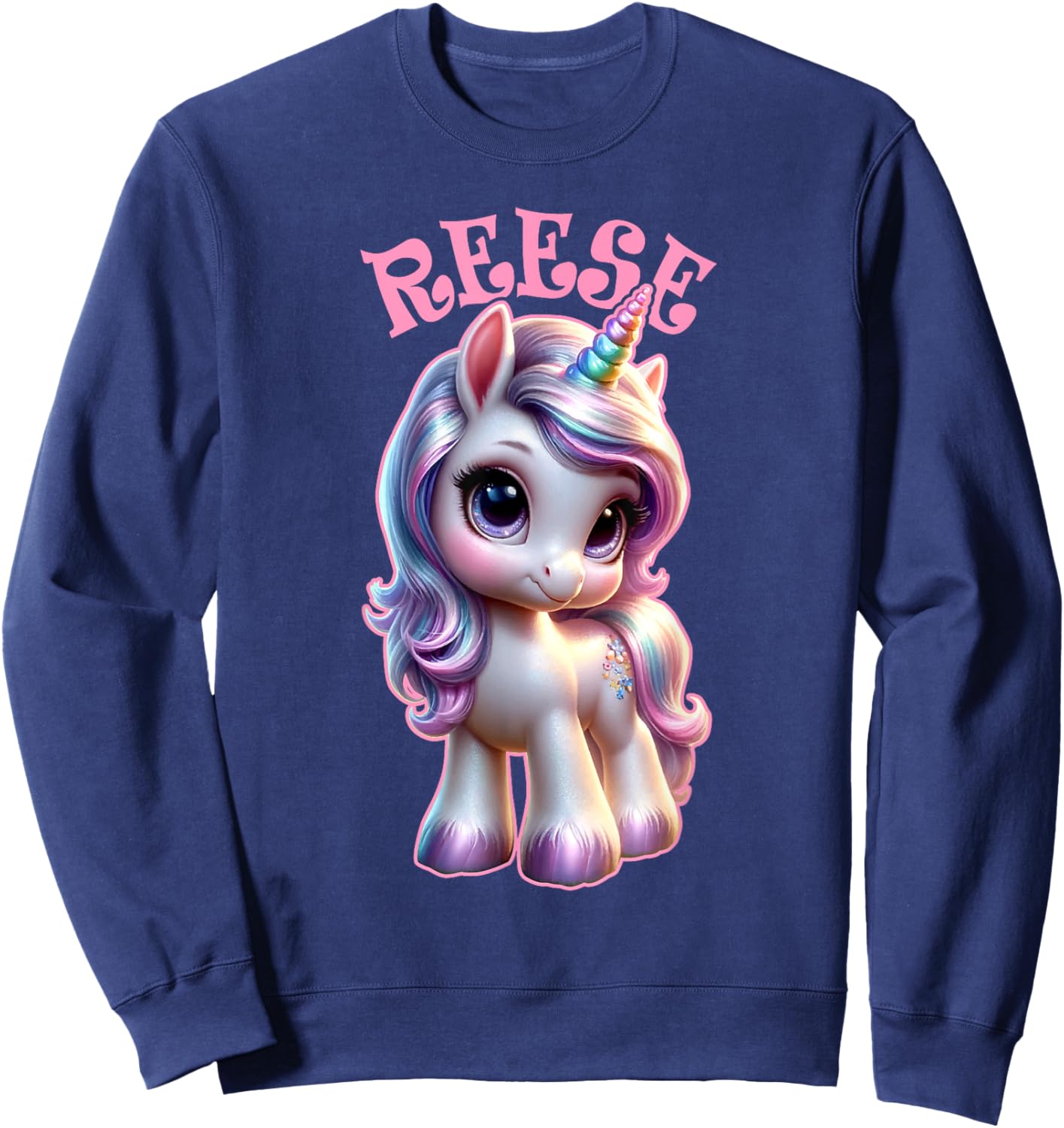 Reese Cute Unicorn Design for Girls Name Reese Sweatshirt - Sweatshirt | Navy