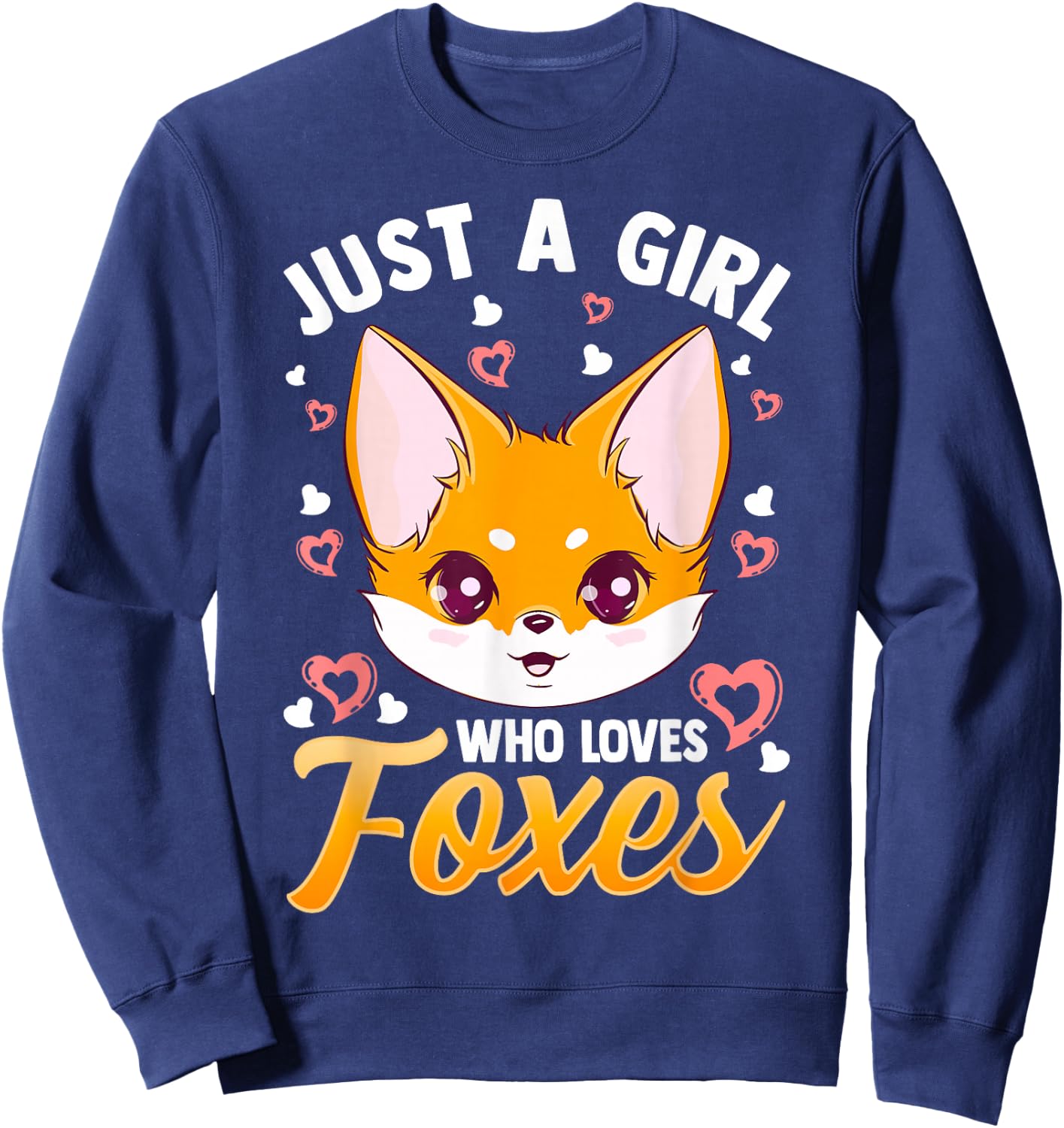 Just A Girl Who Loves Foxes Kids Girls Cute Fox Gift Mom Small Sweatshirt - Sweatshirt | Navy