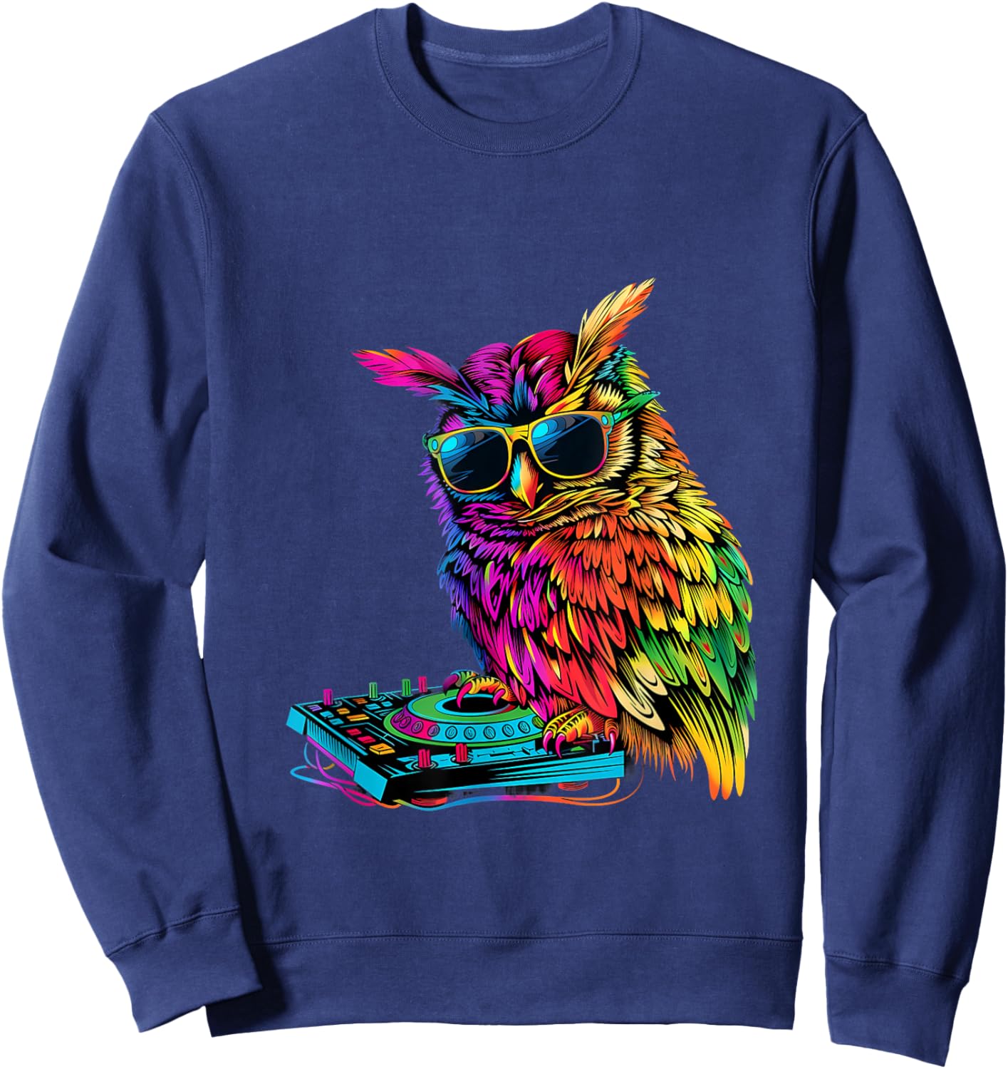 Owl DJ House Music Beatmaker Owl Lover Turntable DJ Owl Sweatshirt - Sweatshirt | Navy