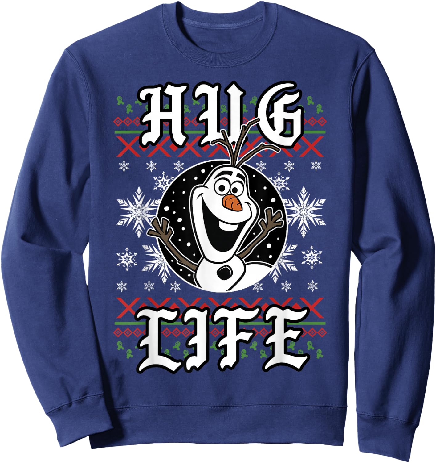 Disney Frozen Olaf Hug Life Ugly Christmas Sweater Style Sweatshirt - Sweatshirt | Navy