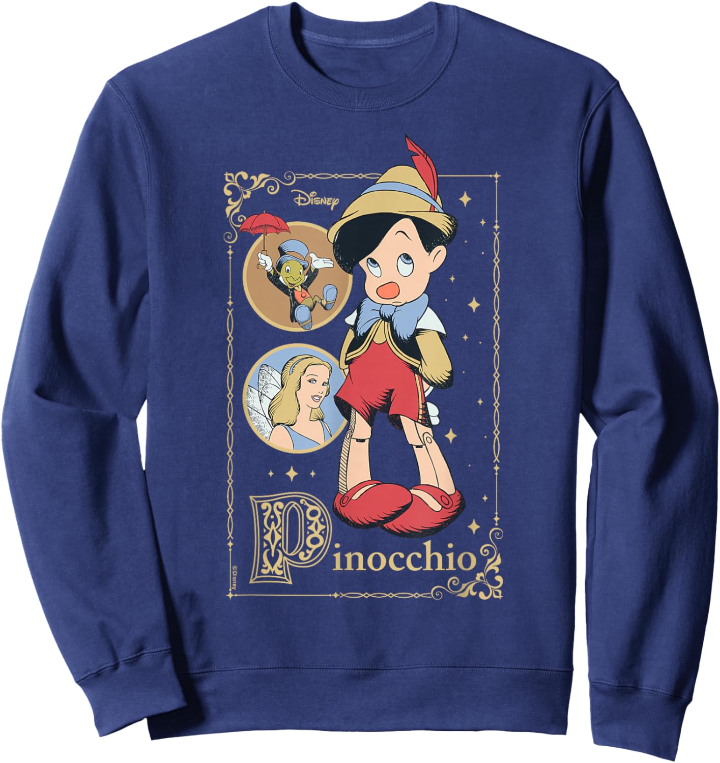 Pinocchio - Jiminy Cricket Blue Fairy Group Sweatshirt - Sweatshirt | Navy