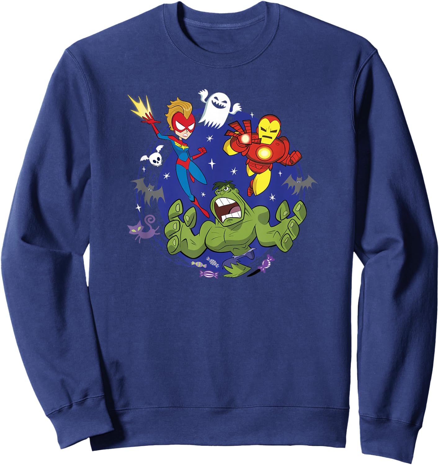 Marvel Halloween Hulk Ms. Marvel Iron Man Trio Sweatshirt - Sweatshirt | Navy