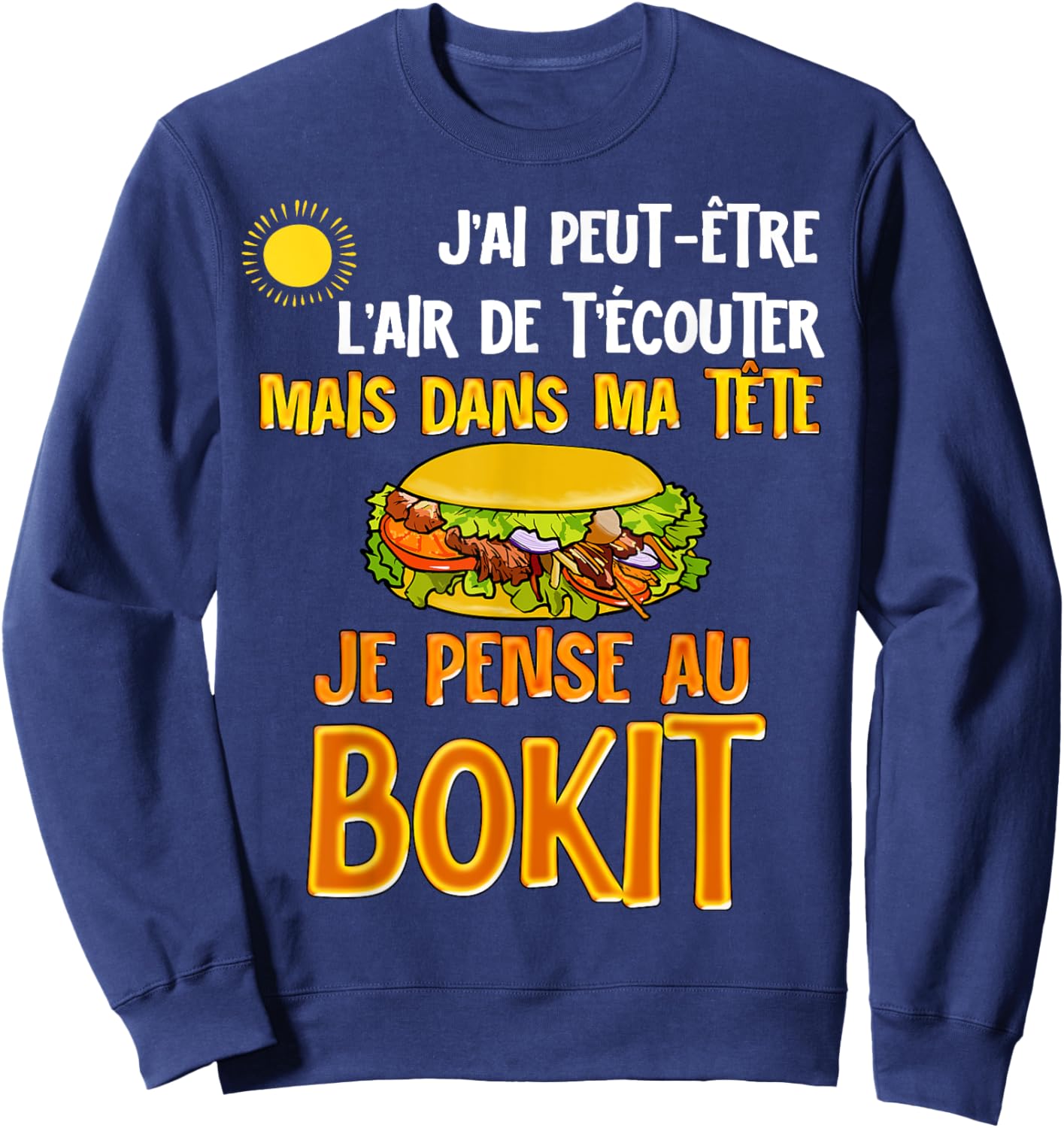 Guadeloupe Bokit Cuisine Antilles Humour Travel Tropical , Black, S Sweatshirt - Sweatshirt | Navy