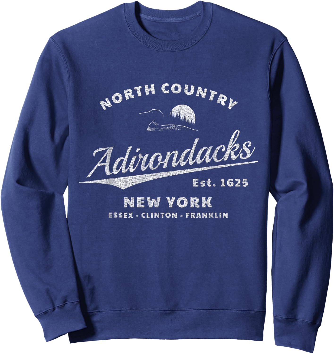 Adirondacks New York - Loon in Mountain Sunset - Throwback Sweatshirt - Sweatshirt | Navy