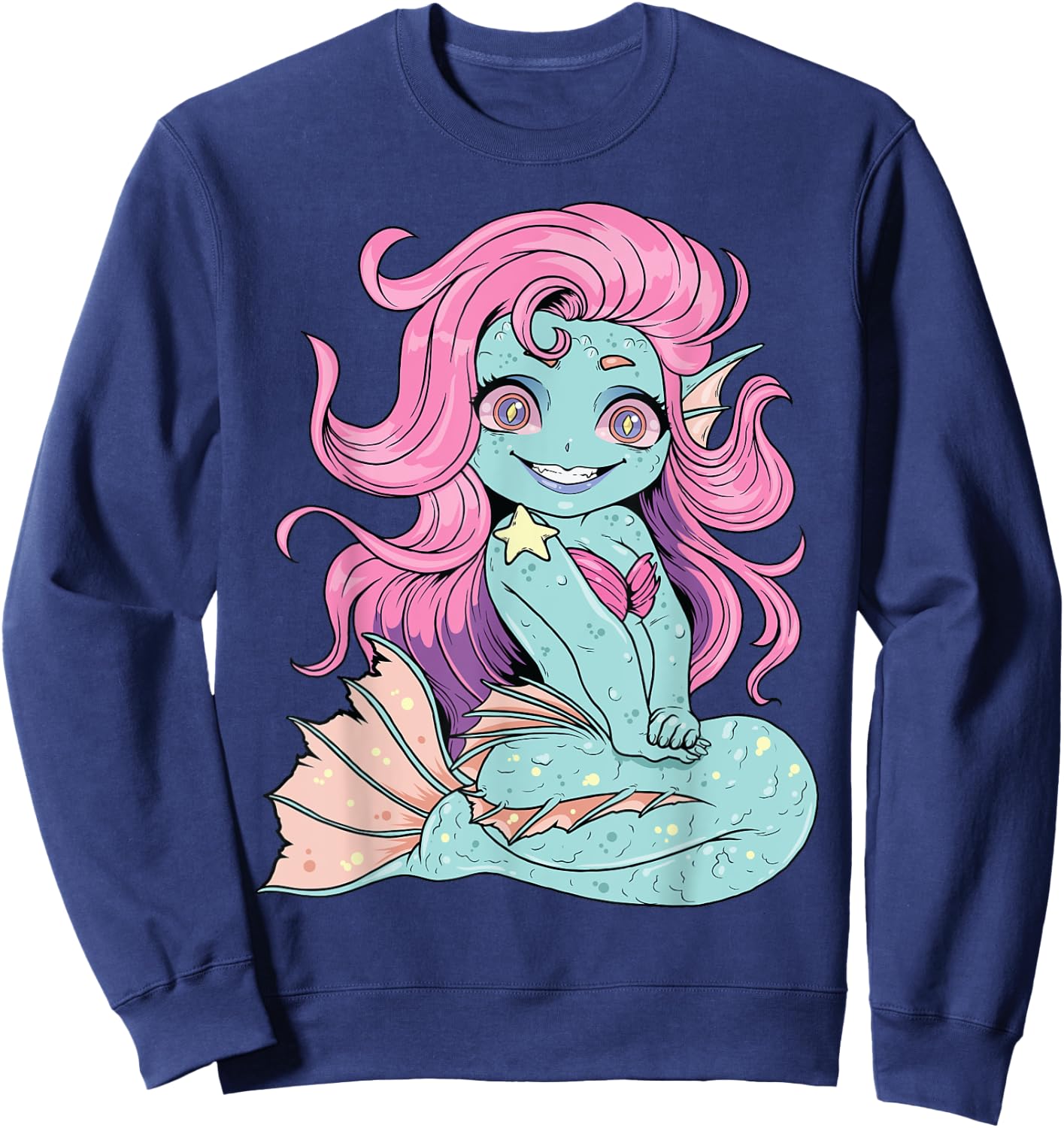 Pastel Goth Mermaid Shirt Kawaii Zombie Mermaid Cute Witchy Sweatshirt - Sweatshirt | Navy