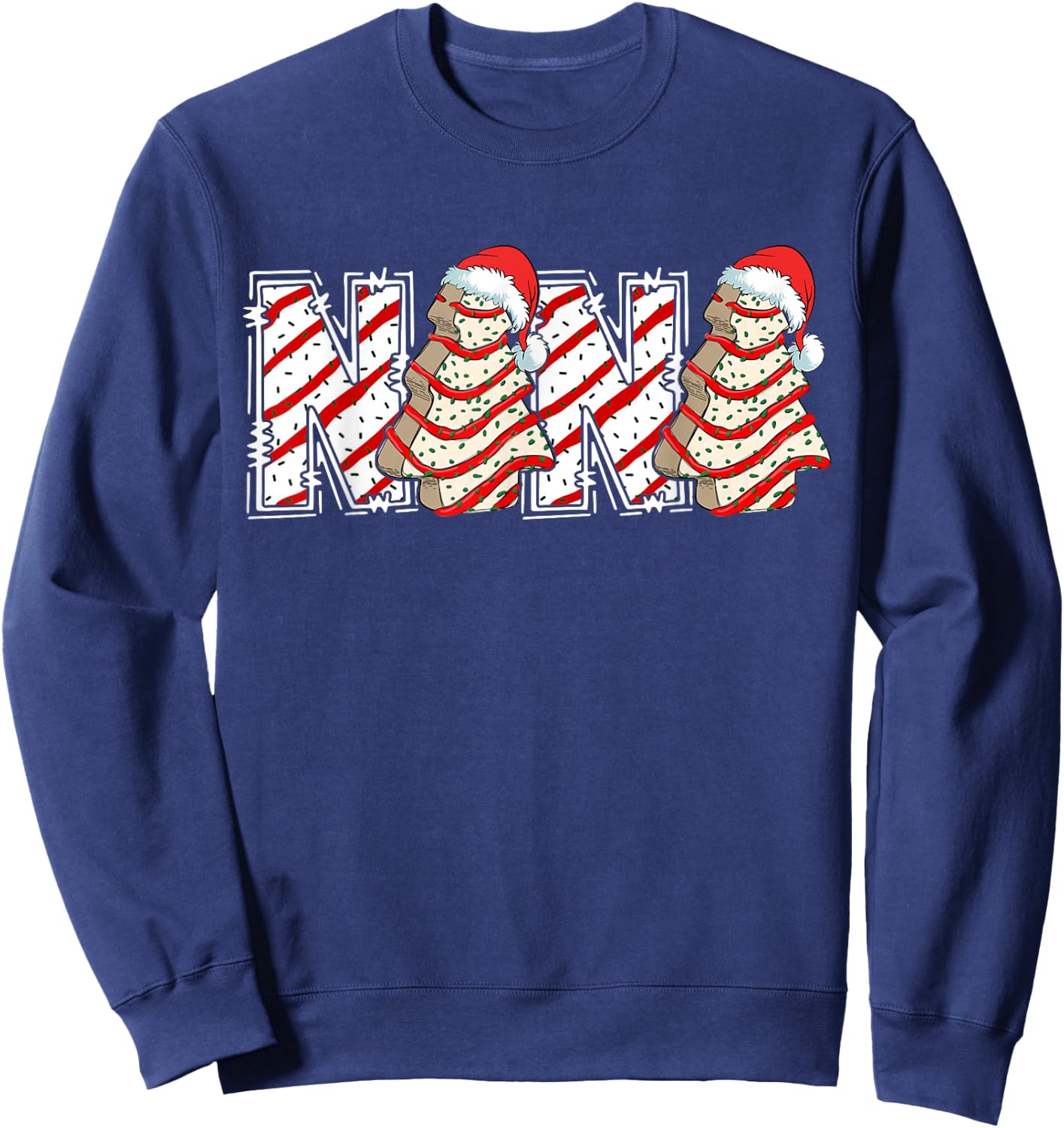 Christmas Tree Cake Nana Funny Christmas Cake Grandma Sweatshirt - Sweatshirt | Navy