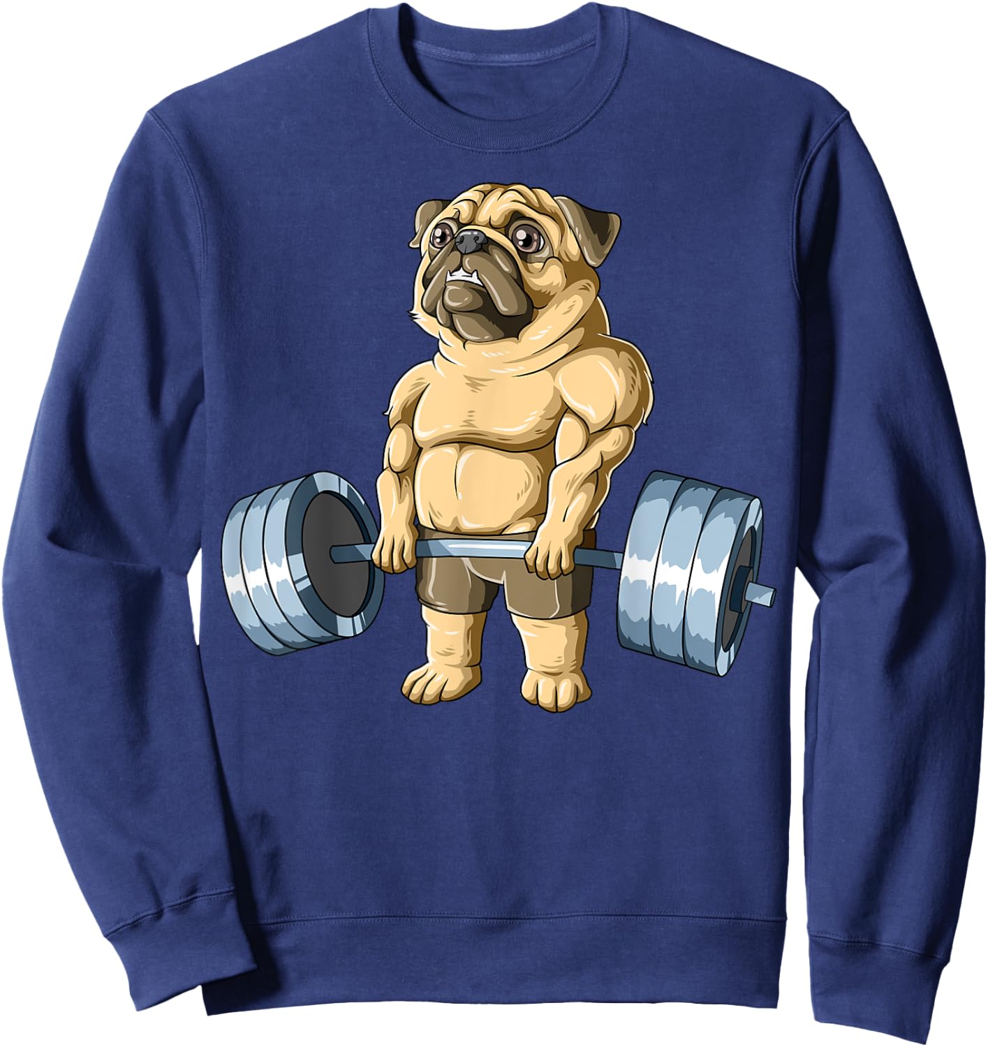 Weightlifting Pug Deadlifting Pug Powerlifting Workout Gym Sweatshirt - Sweatshirt | Navy
