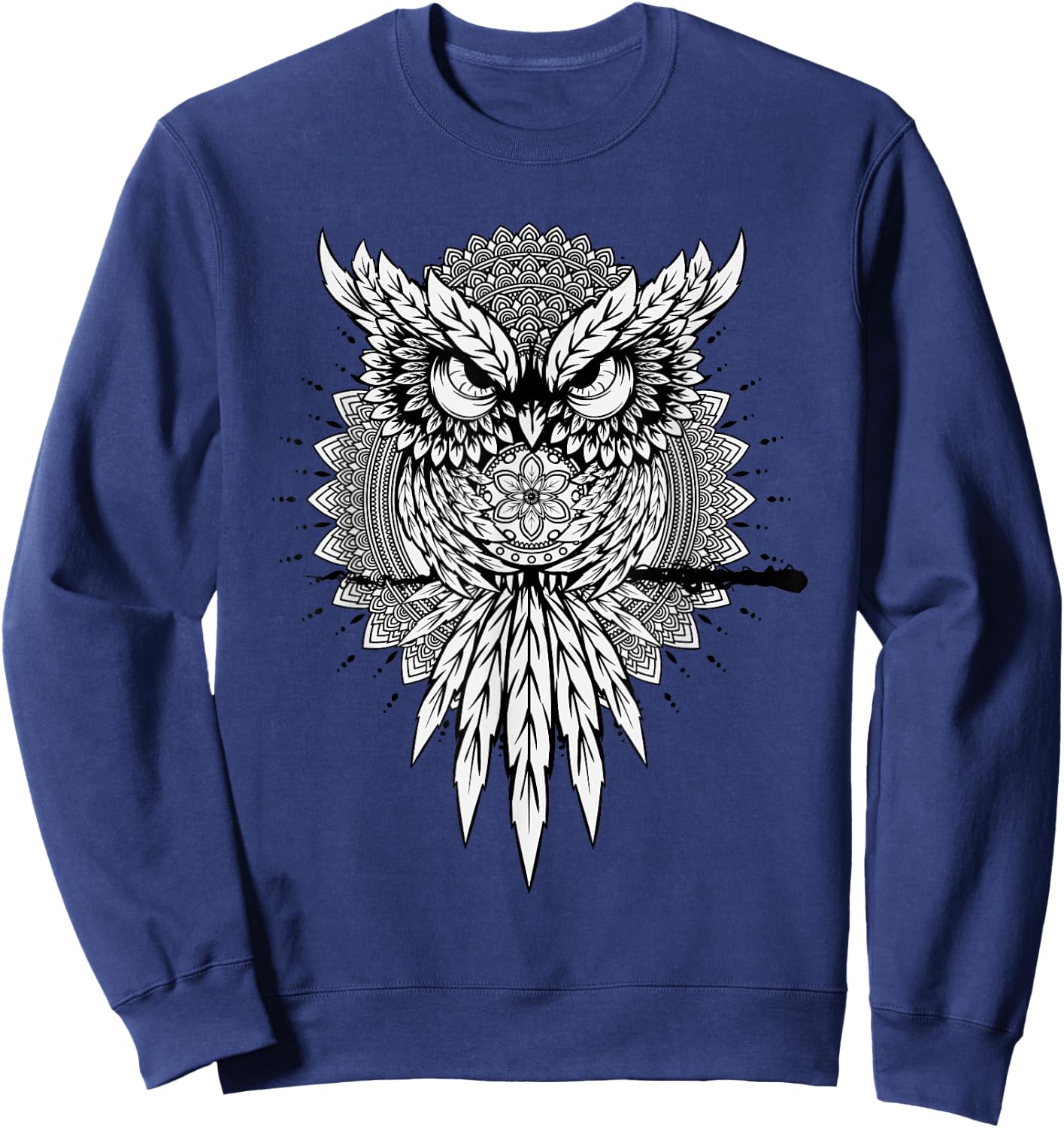 Spiritual Owl Mandala Forest Night Wisdom Sweatshirt - Sweatshirt | Navy