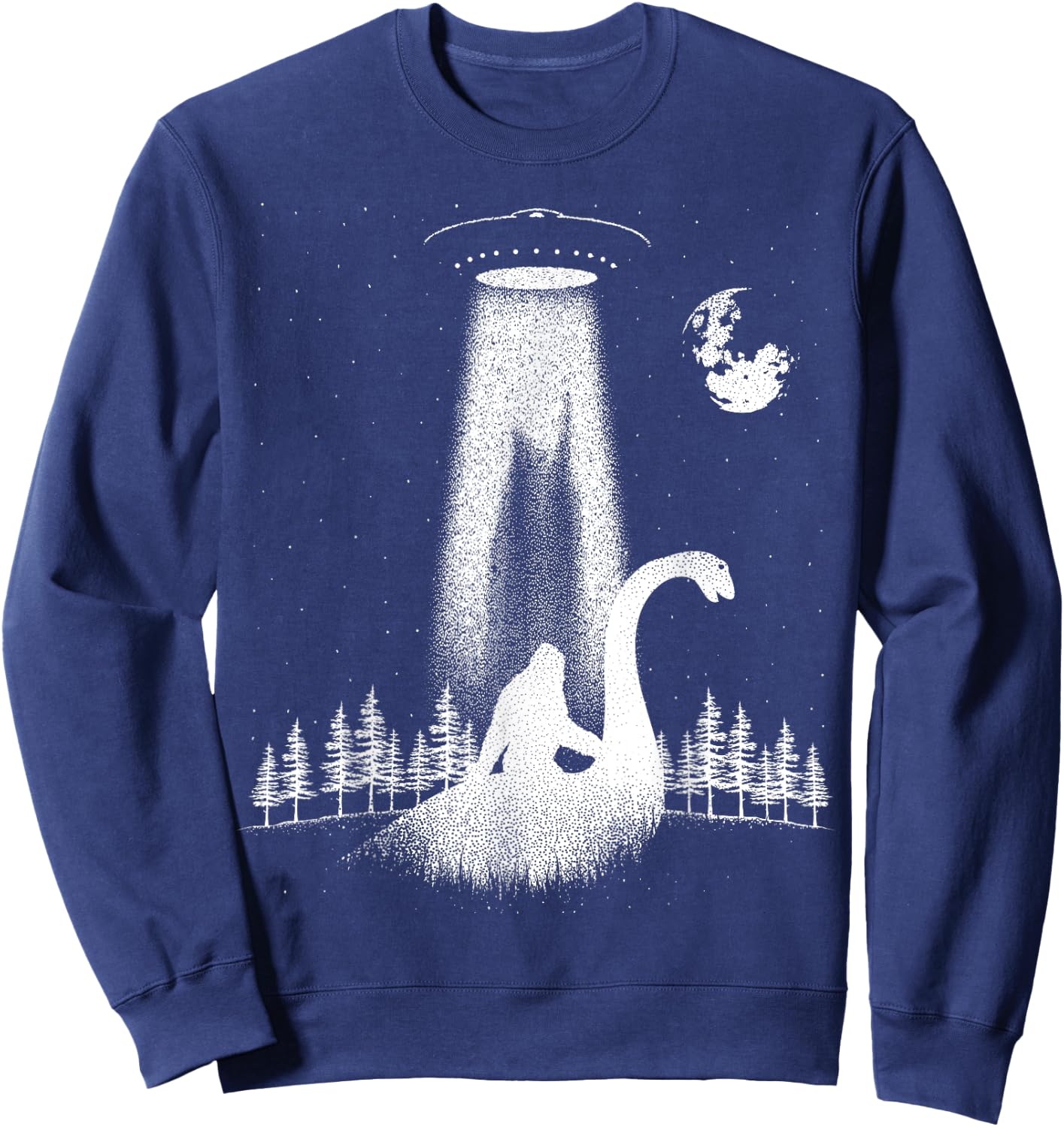 Bigfoot Riding Loch Ness Monster Nessie Funny Sasquatch Ufo Sweatshirt - Sweatshirt | Navy