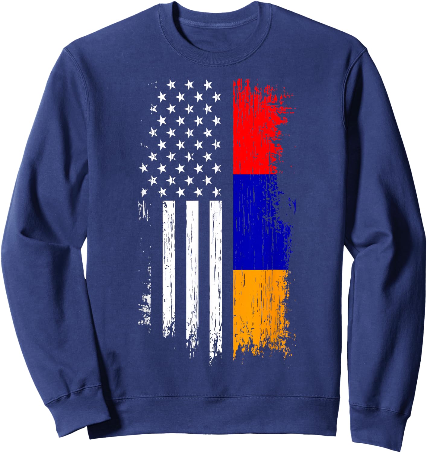Armenian American Flag T Shirt - Pride Armenia USA Sweatshirt - Sweatshirt | Navy