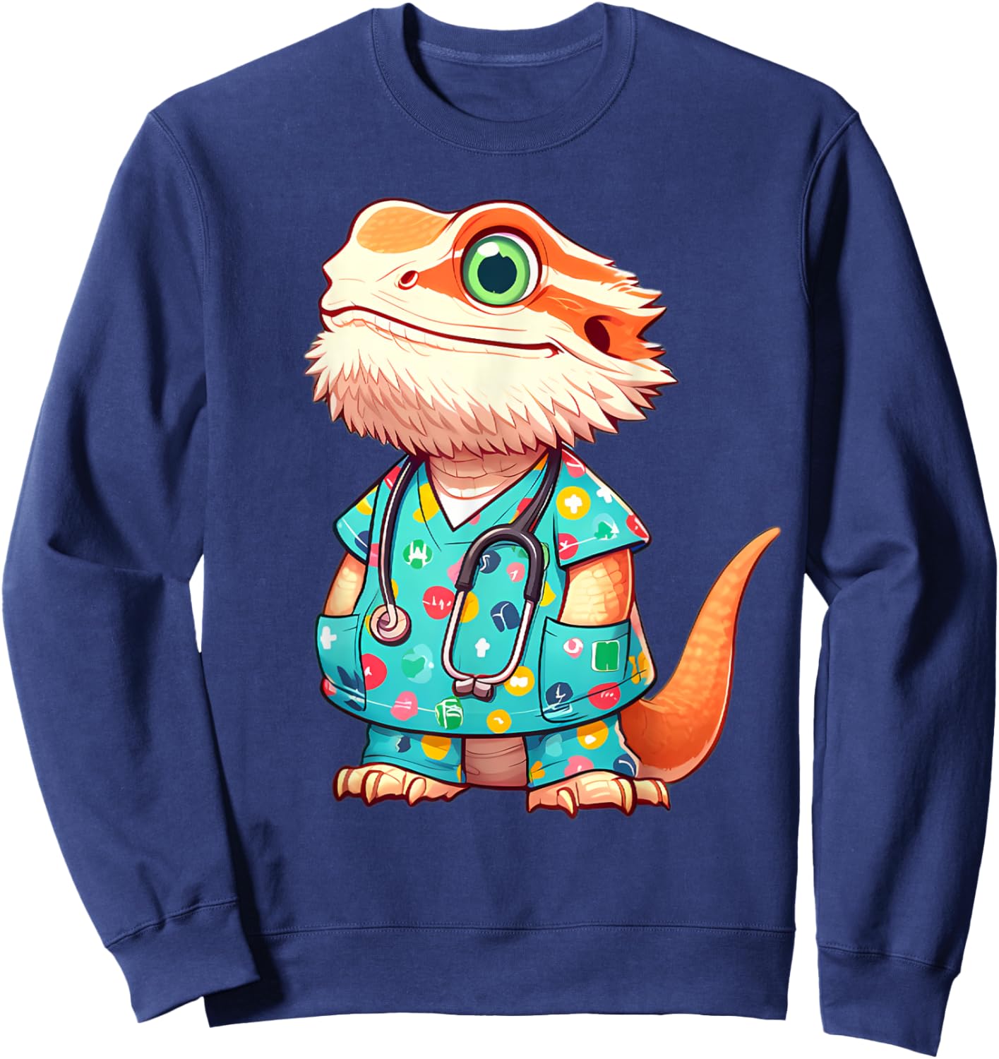 Bearded Dragon Nurse Animal Sweatshirt - Sweatshirt | Navy