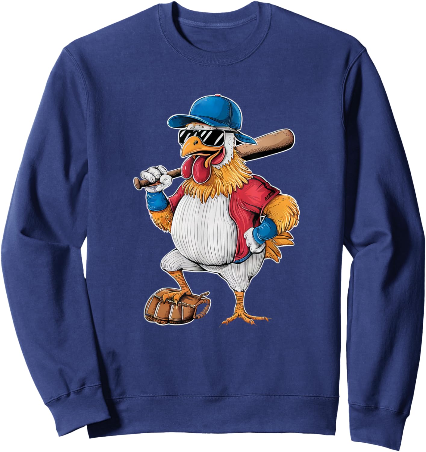 Chicken Baseball Player Funny Sports Design Sweatshirt - Sweatshirt | Navy