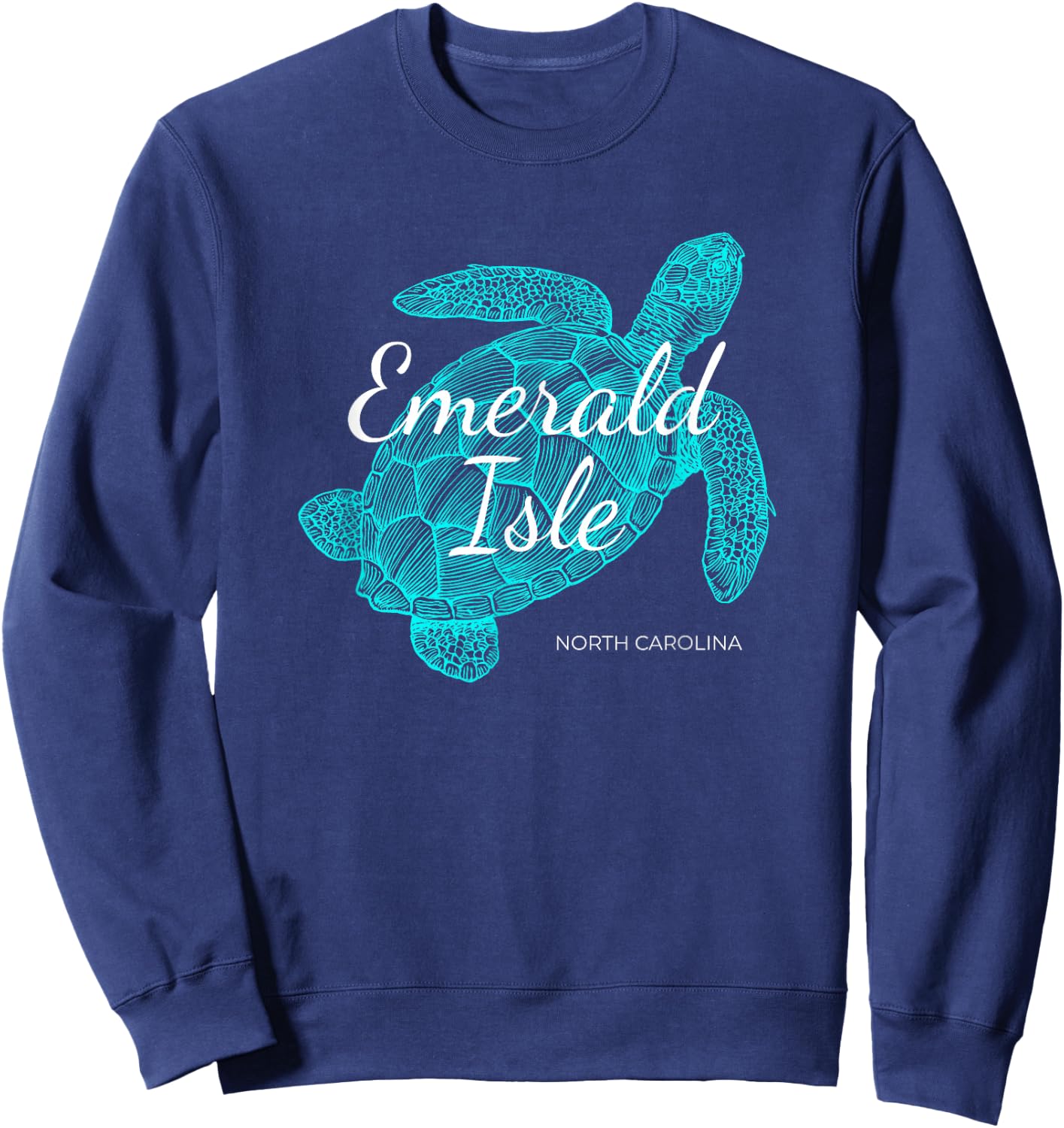 Emerald Isle North Carolina Vacation With A Turtle Graphic Sweatshirt - Sweatshirt | Navy