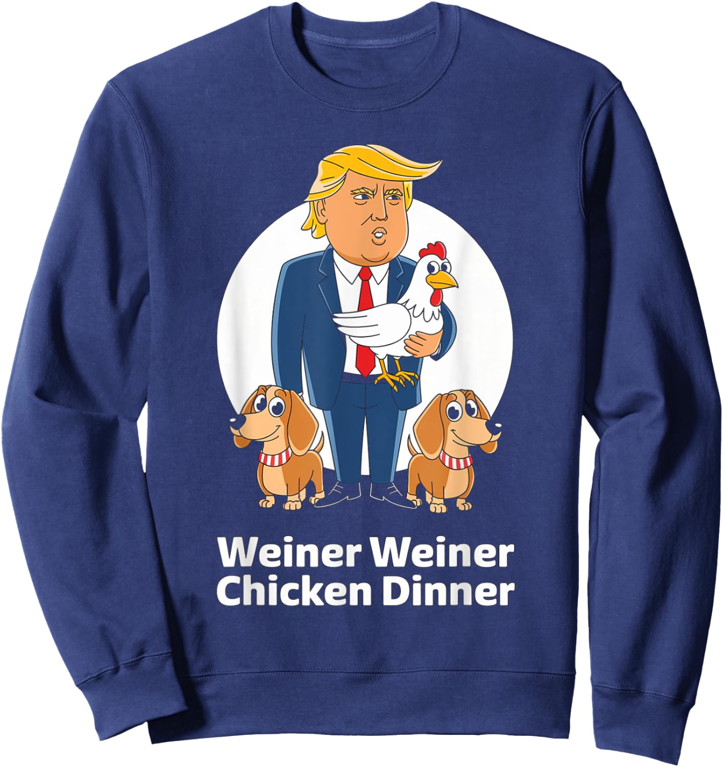 Dachshund Lover Designs Trump Winner -Adults Dachshund Dog Lover Humor Enthusiasts Black Small Classic Fit Short Sleeve Pull On 1 Count Sweatshirt - Sweatshirt | Navy