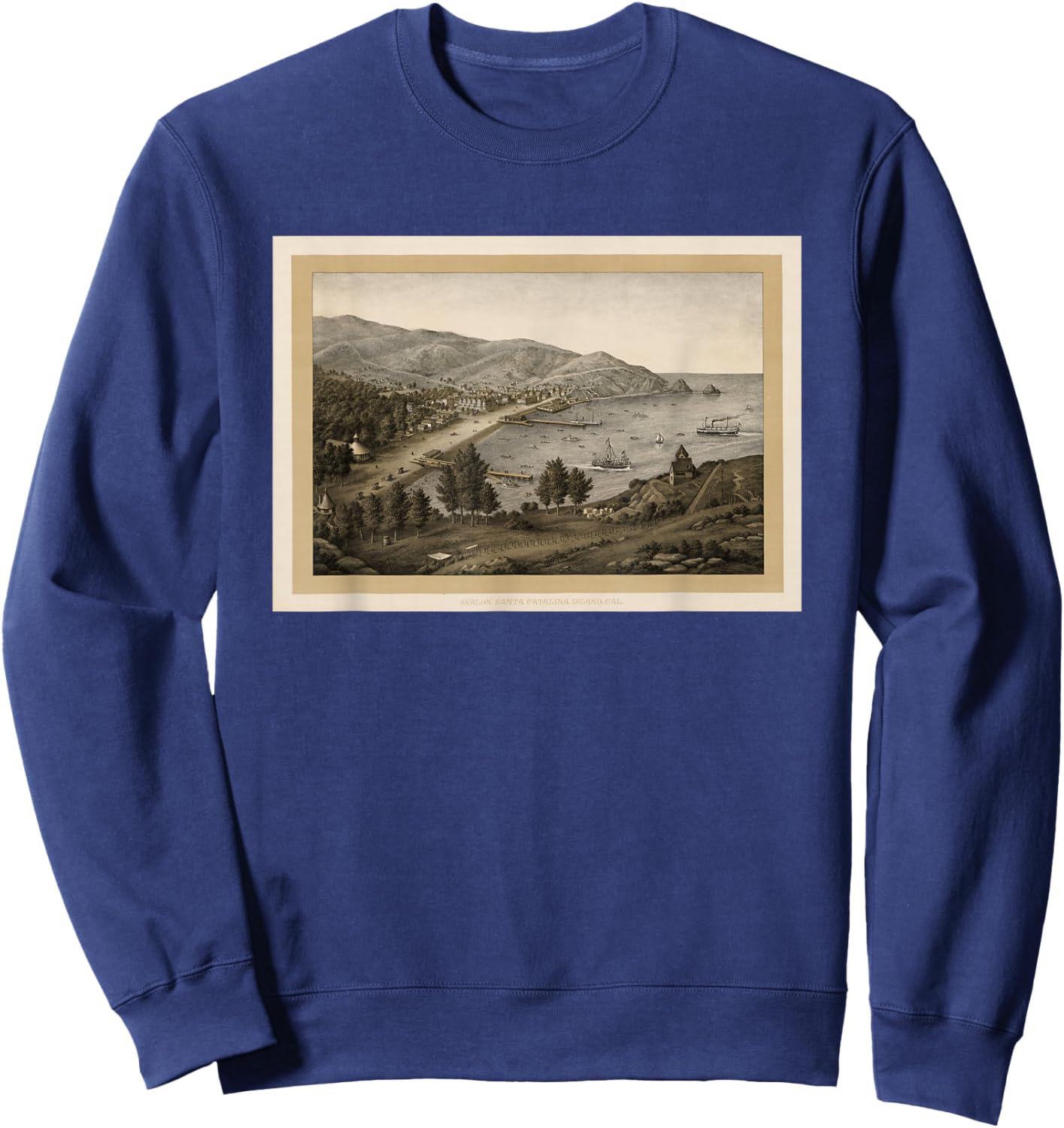 Vintage Avalon CA Map (1885) Sweatshirt - Sweatshirt | Navy