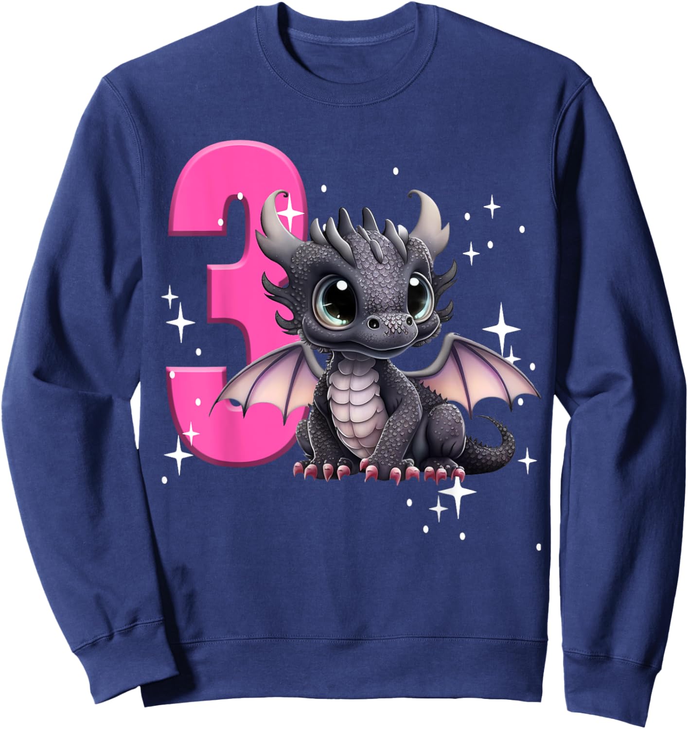 3rd Birthday Shirt Dragon Party Birthday Girl Toddler Three Sweatshirt - Sweatshirt | Navy