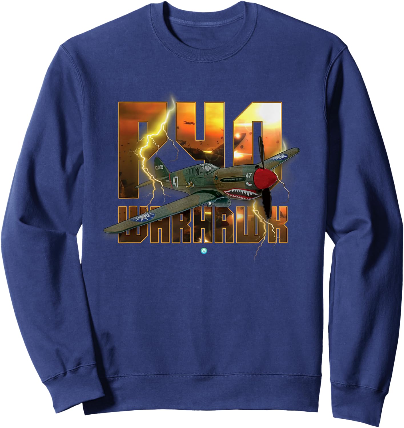 P-40 Warhawk WWII Fighter Gift Aircraft Shirt Gift Sweatshirt - Sweatshirt | Navy