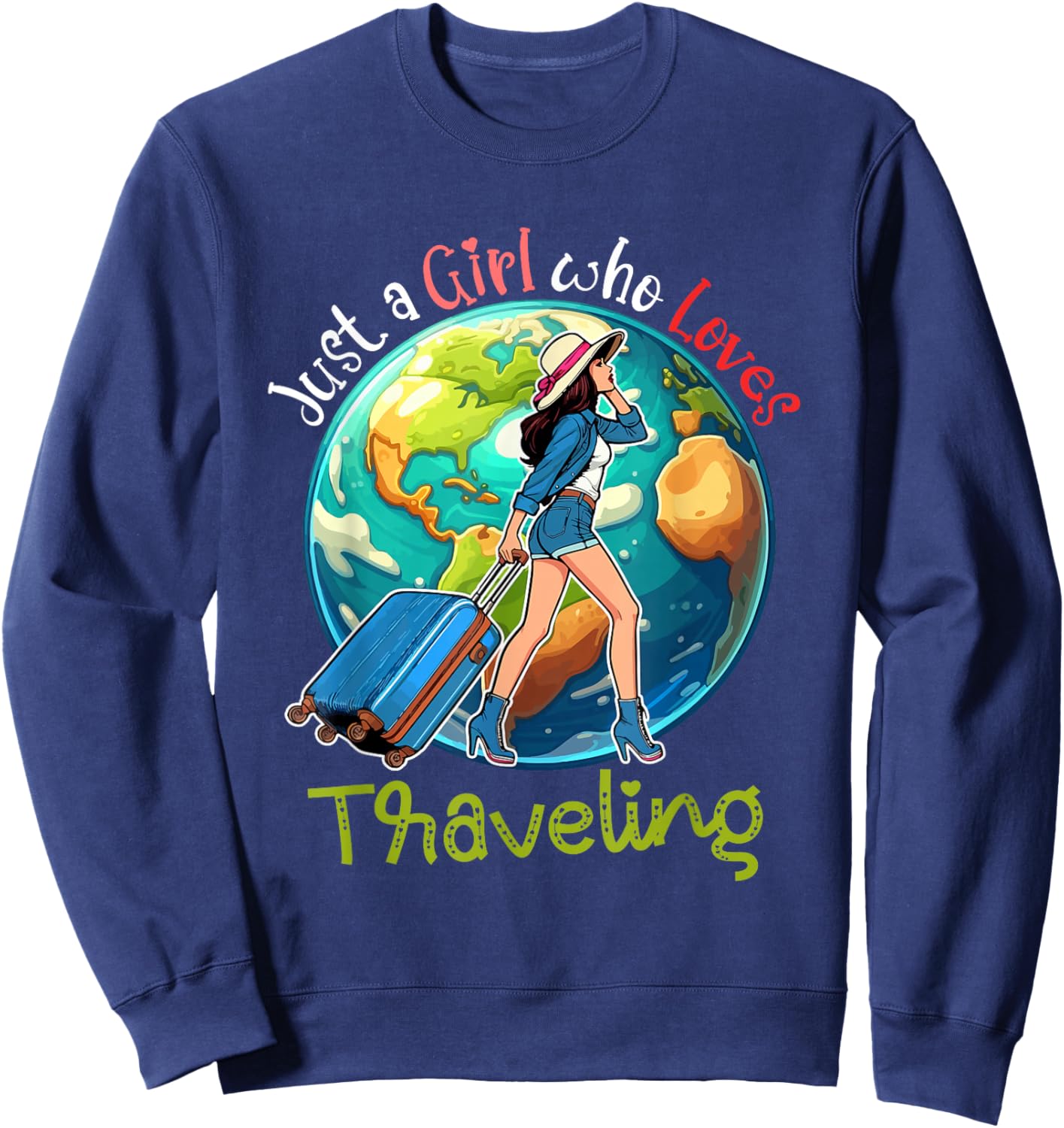 A Girl Loves Traveling Costume Men Matching Travel Lover Sweatshirt - Sweatshirt | Navy