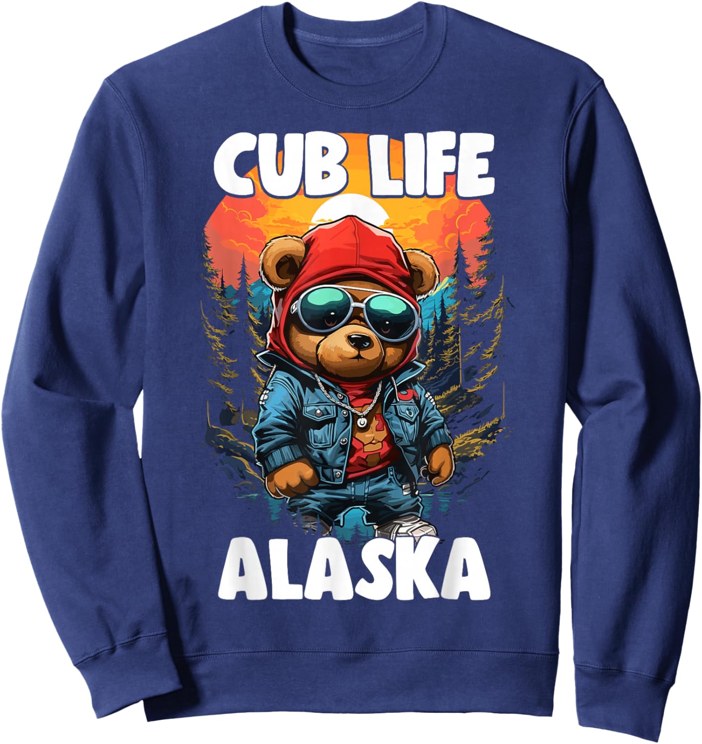 Alaska Grizzly Brown Bear Cub For Kids Women Sweatshirt - Sweatshirt | Navy