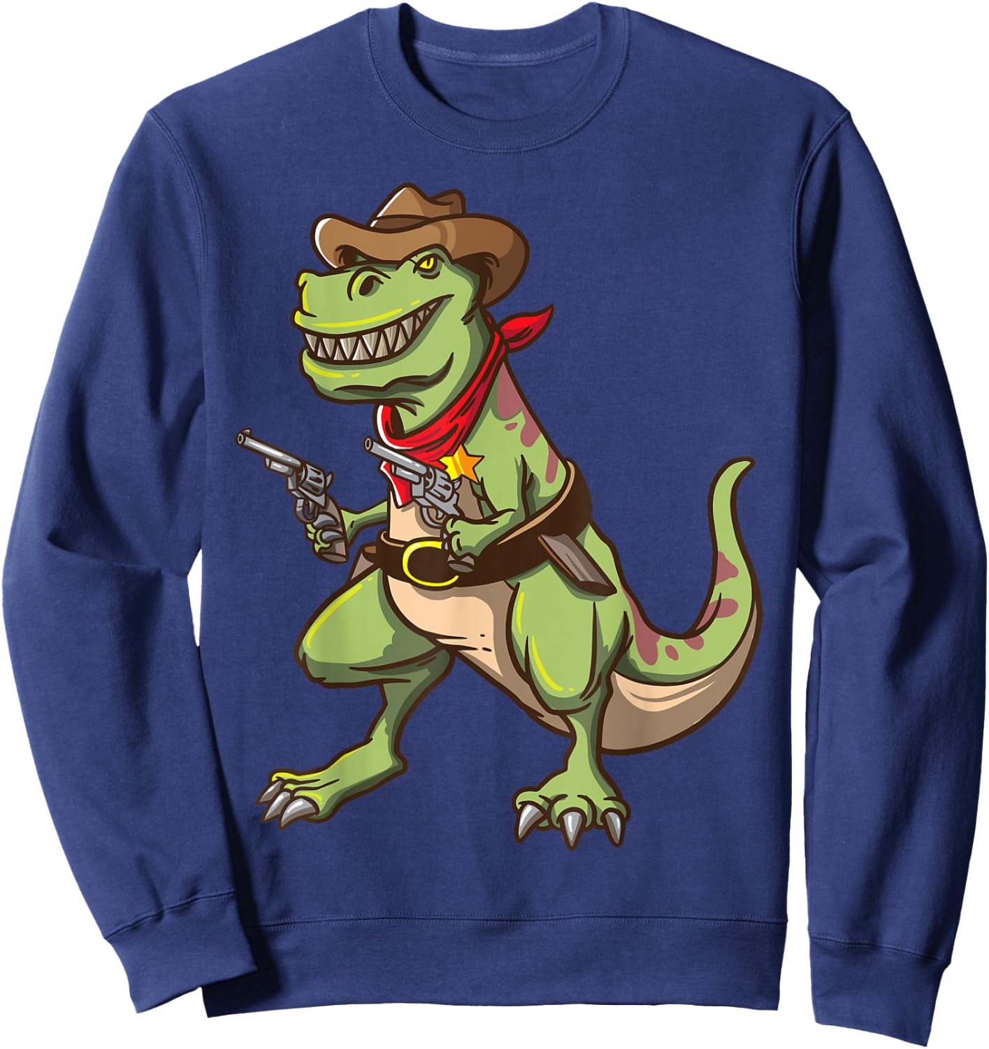 Cowboy T Rex Dinosaur Kids Shirt Wild West Country Boys Gift Sweatshirt - Sweatshirt | Navy