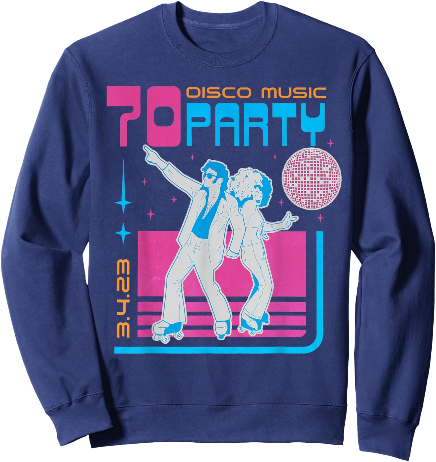 Disco Music Party 70s Themed Vintage Retro 1970 Dancing 70's Sweatshirt - Sweatshirt | Navy