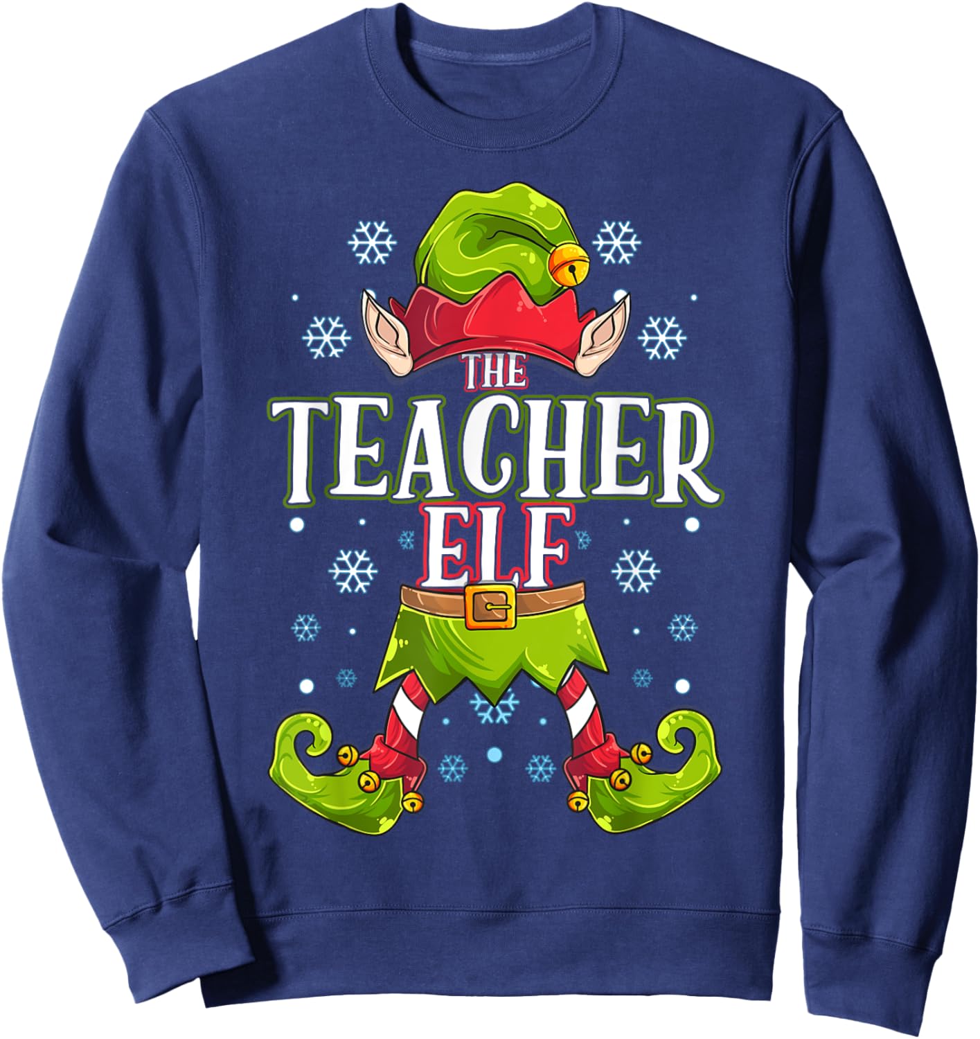 Teacher Elf Matching Family Group Christmas Party Sweatshirt - Sweatshirt | Navy