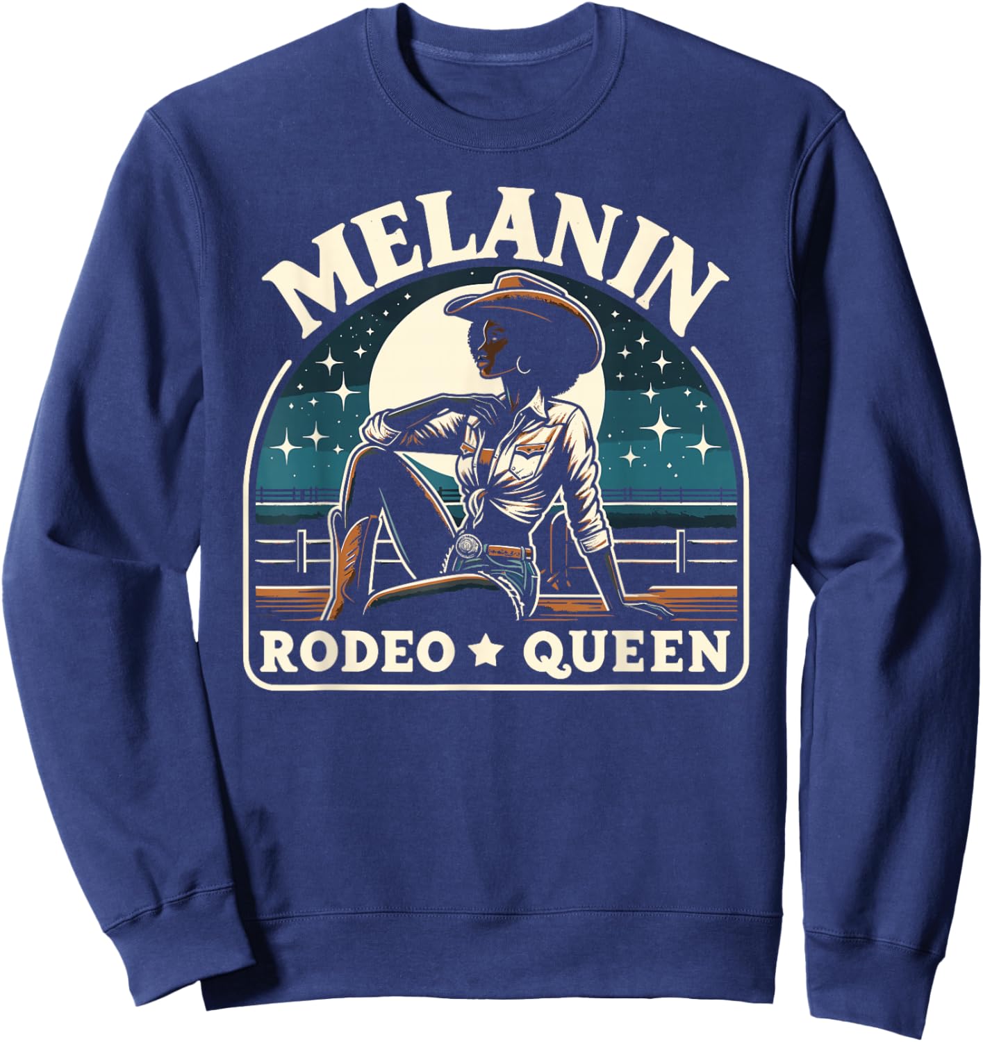 Melanin Rodeo Queen, Country African American Cowgirl Sweatshirt - Sweatshirt | Navy