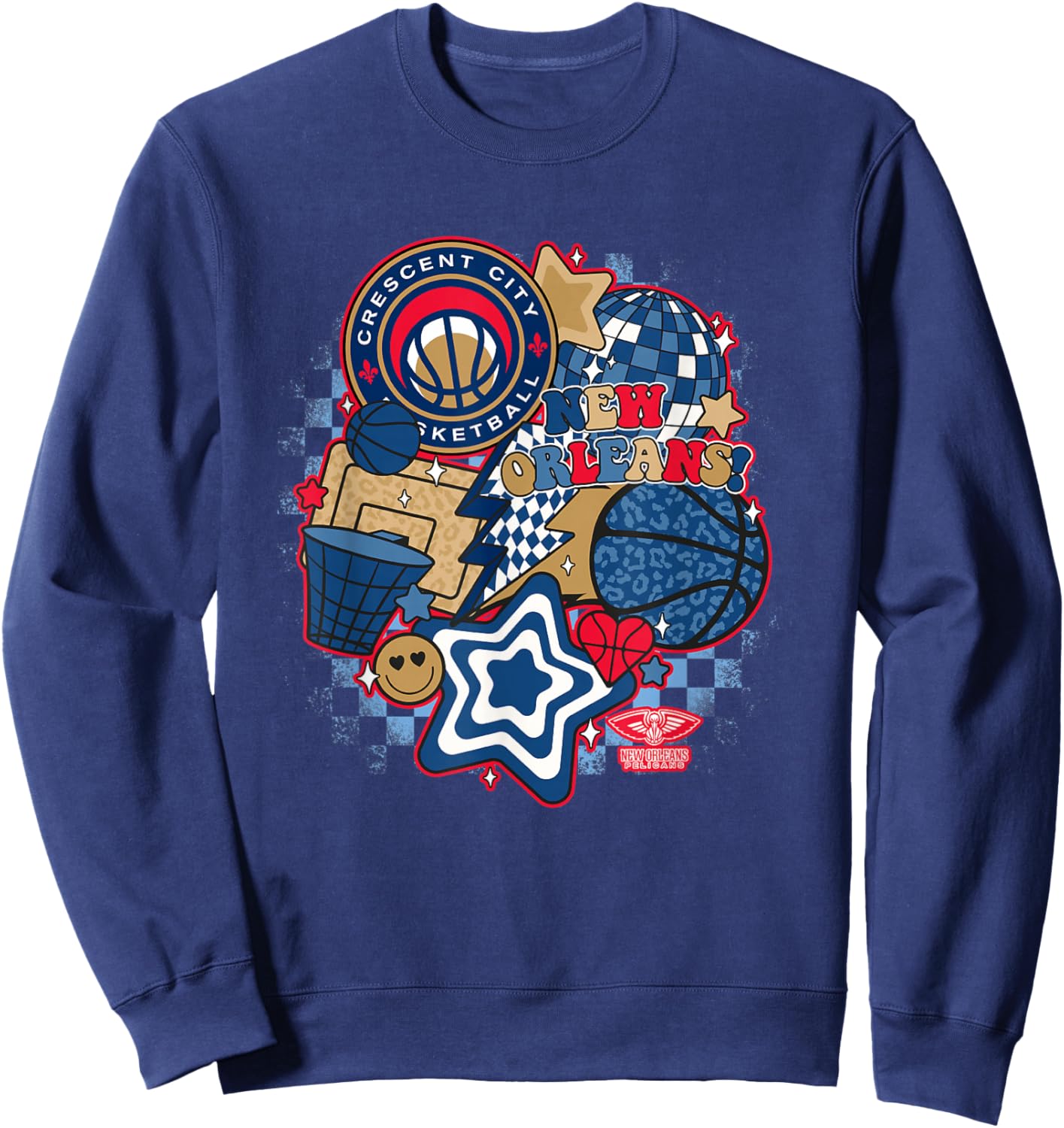 NBA New Orleans Pelicans Psychedelic Basketball Collage Sweatshirt - Sweatshirt | Navy