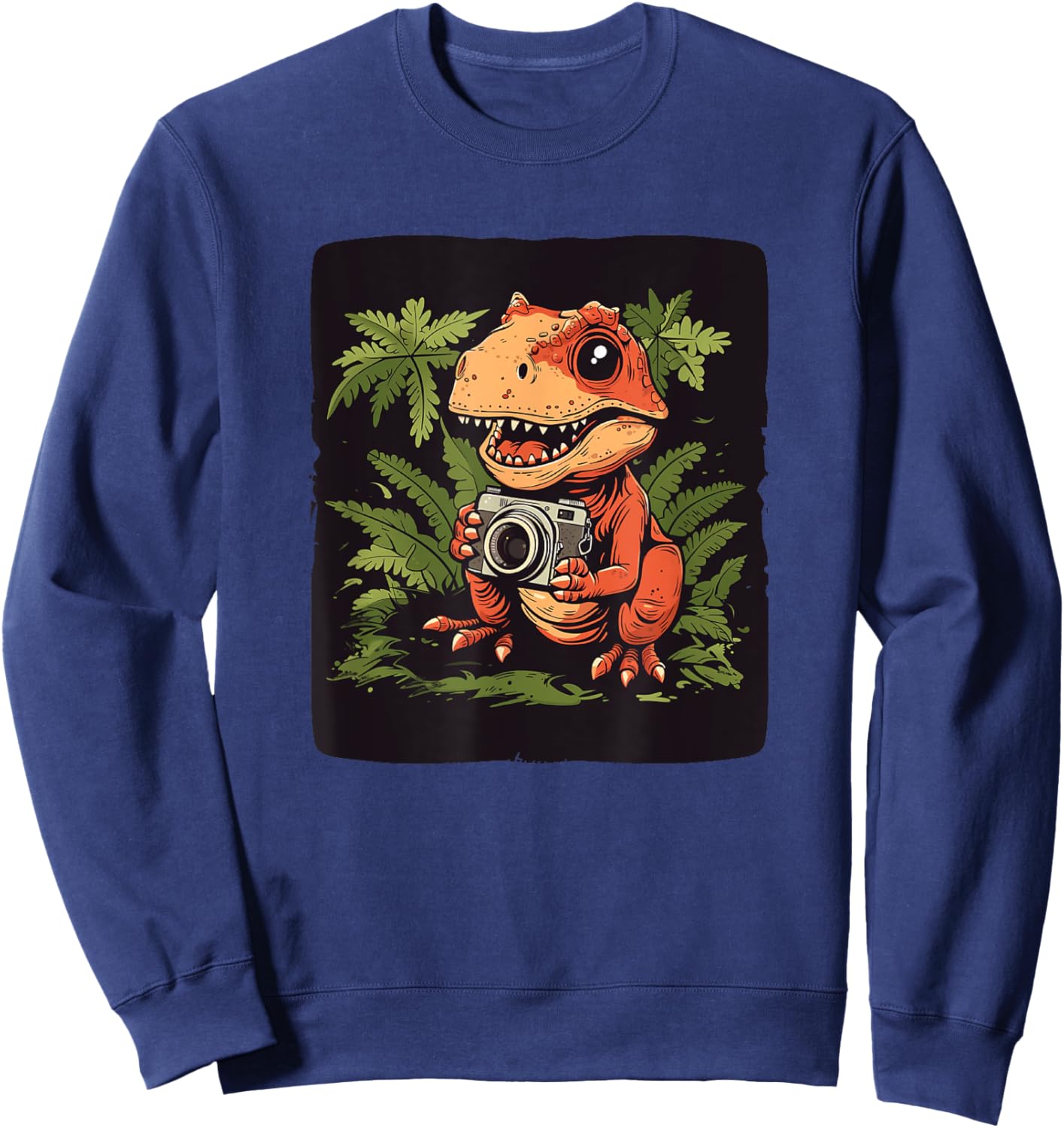 Funny Dinosaur with Camera in Hand Costume Sweatshirt - Sweatshirt | Navy