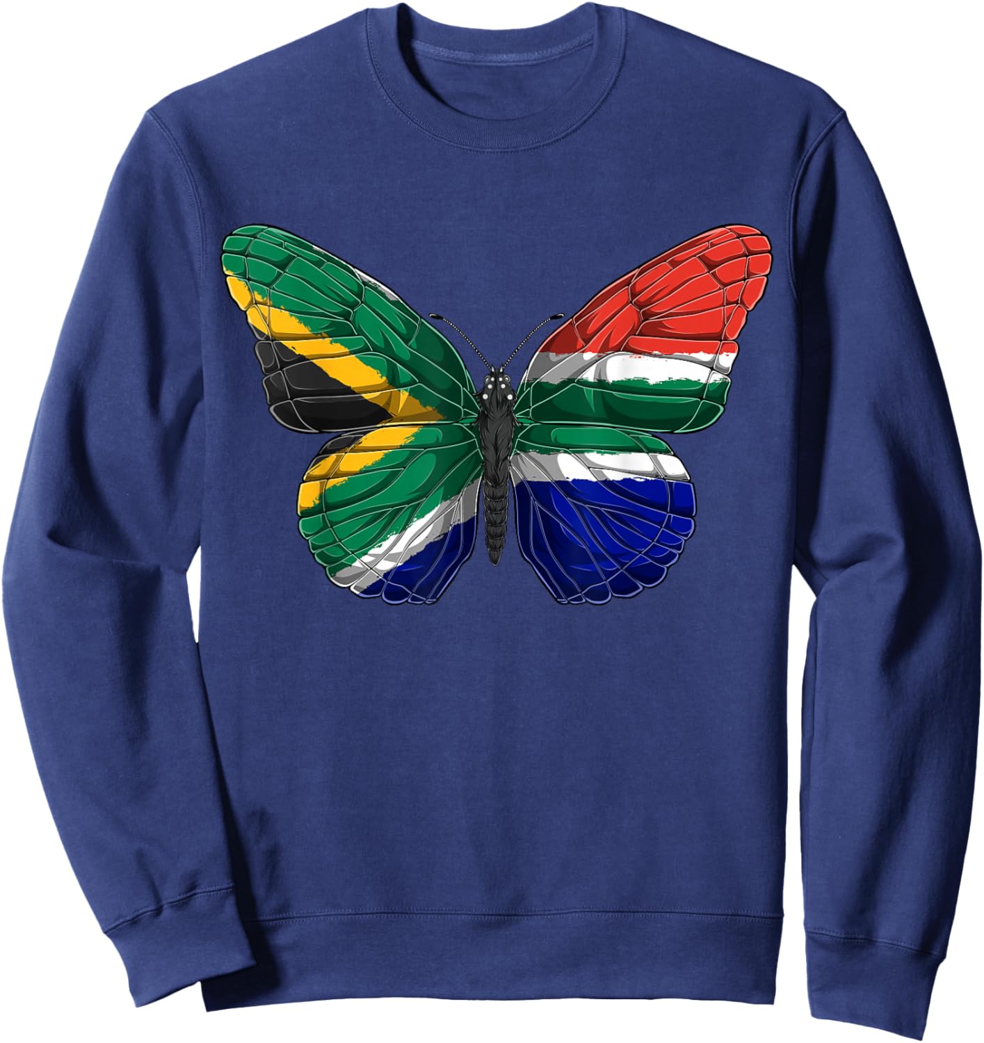 South Africa Butterfly Shirt Patriotic South African Flag Sweatshirt - Sweatshirt | Navy