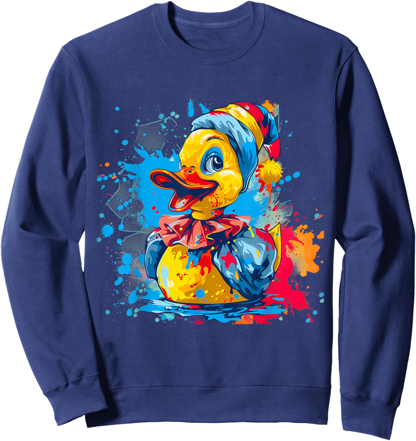 Rubber Duck Clown Rubber Duckling Rubber Duckie Watercolor Sweatshirt - Sweatshirt | Navy