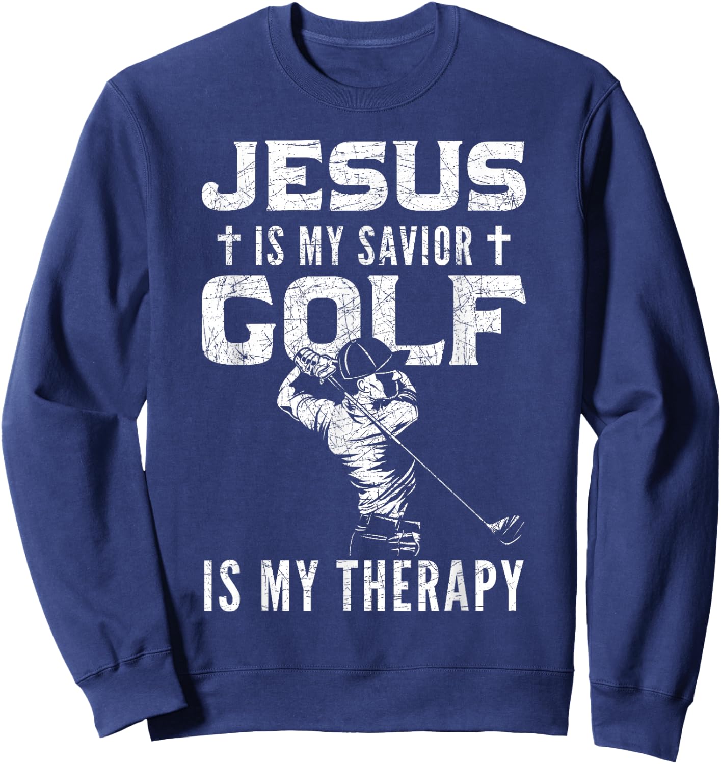 Golf Player Christian Sports Lover Gift Jesus Sweatshirt - Sweatshirt | Navy