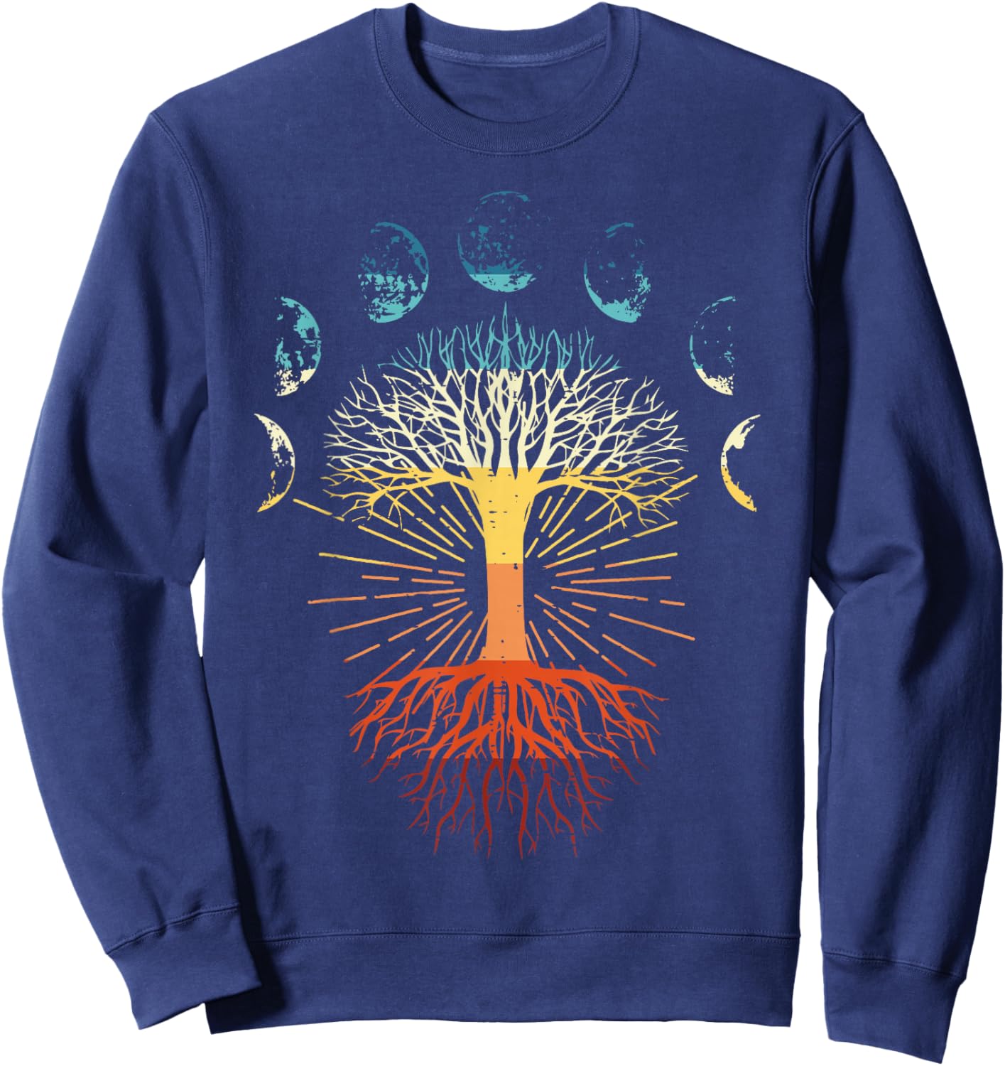 Tree Of Life Phases Of The Moon Retro Spiritual Men Women Sweatshirt - Sweatshirt | Navy