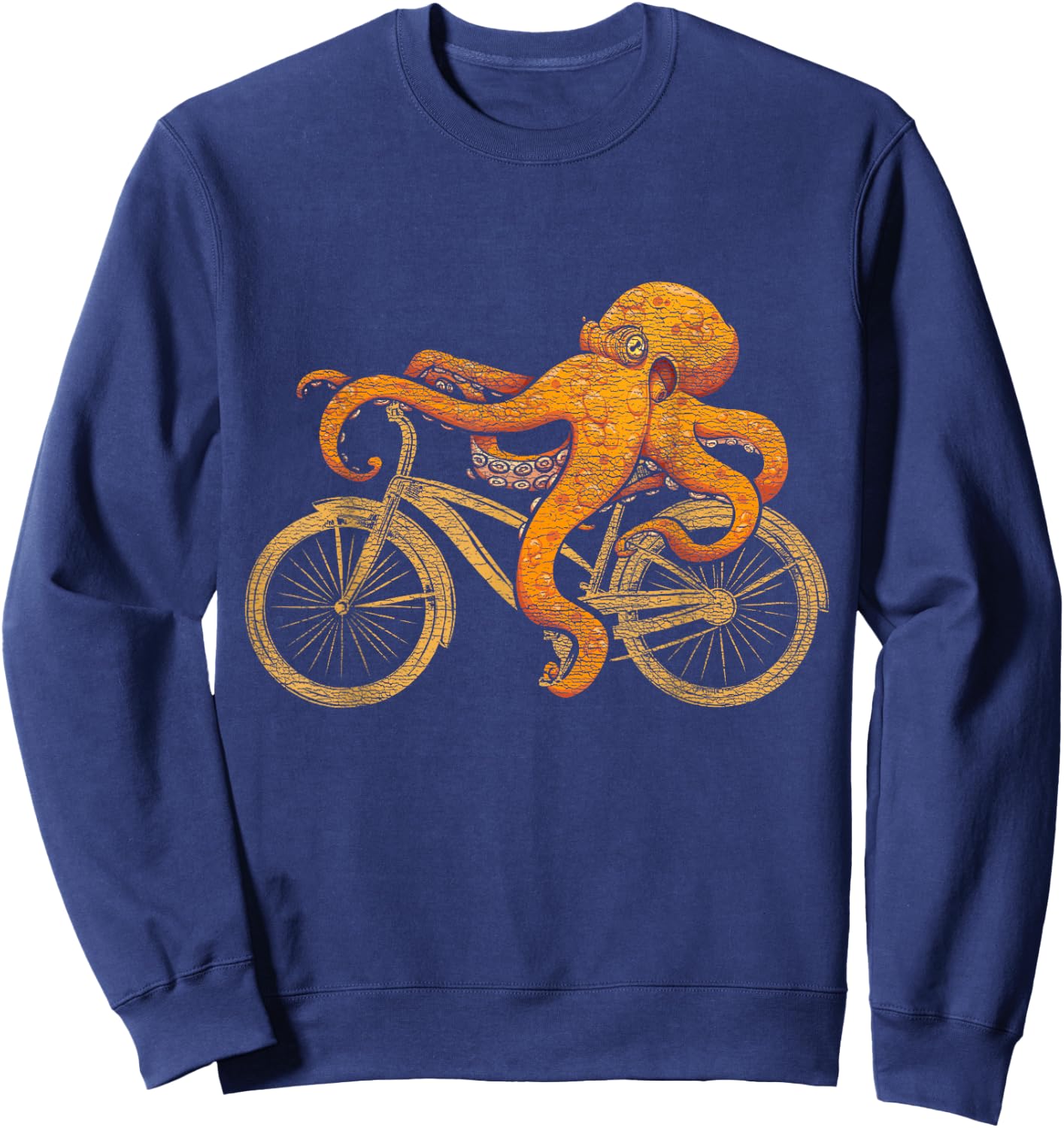 Octopus Riding Bicycle Octopus Sweatshirt - Sweatshirt | Navy