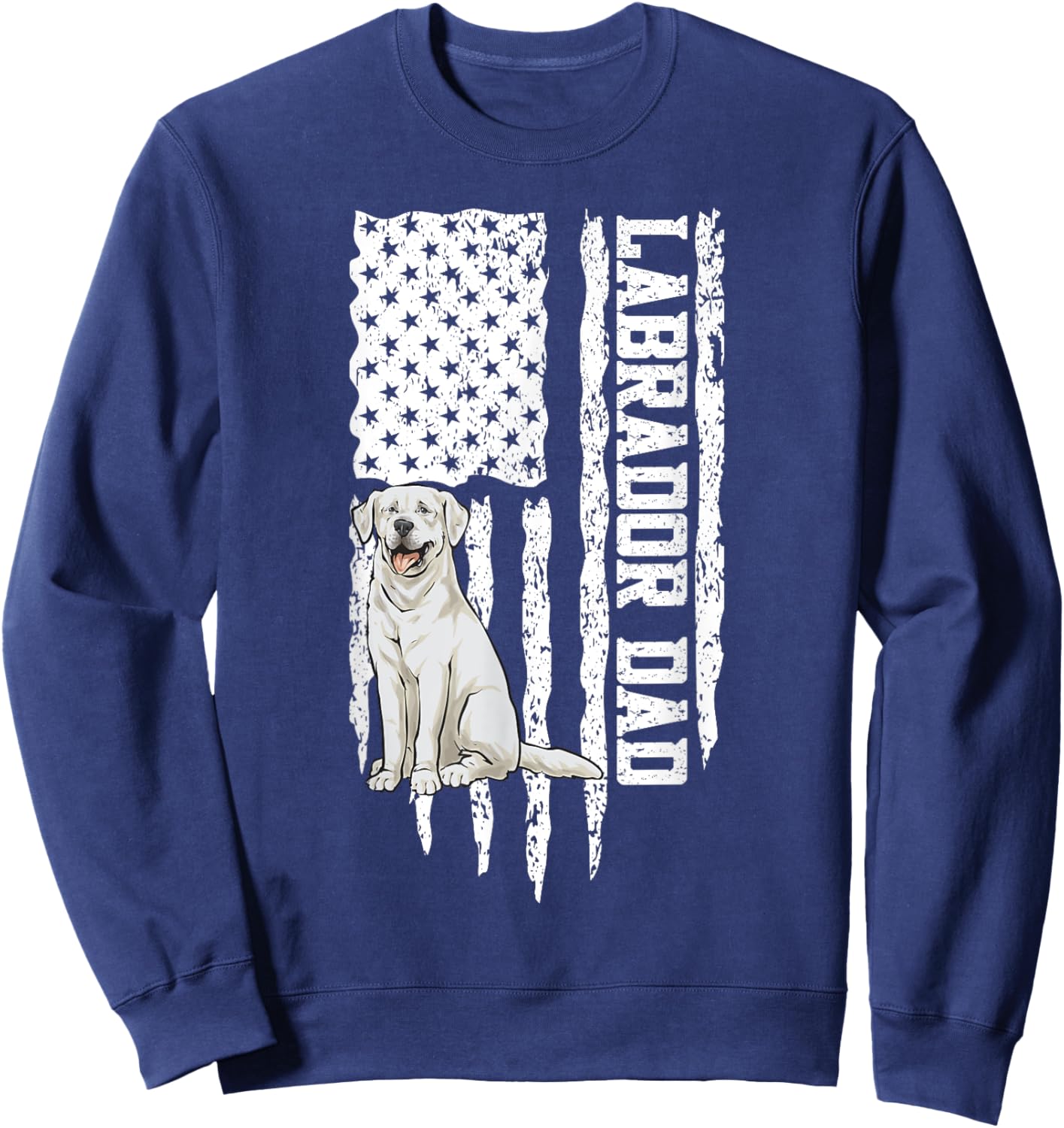 White Labrador Dad American Flag White Lab Sweatshirt - Sweatshirt | Navy