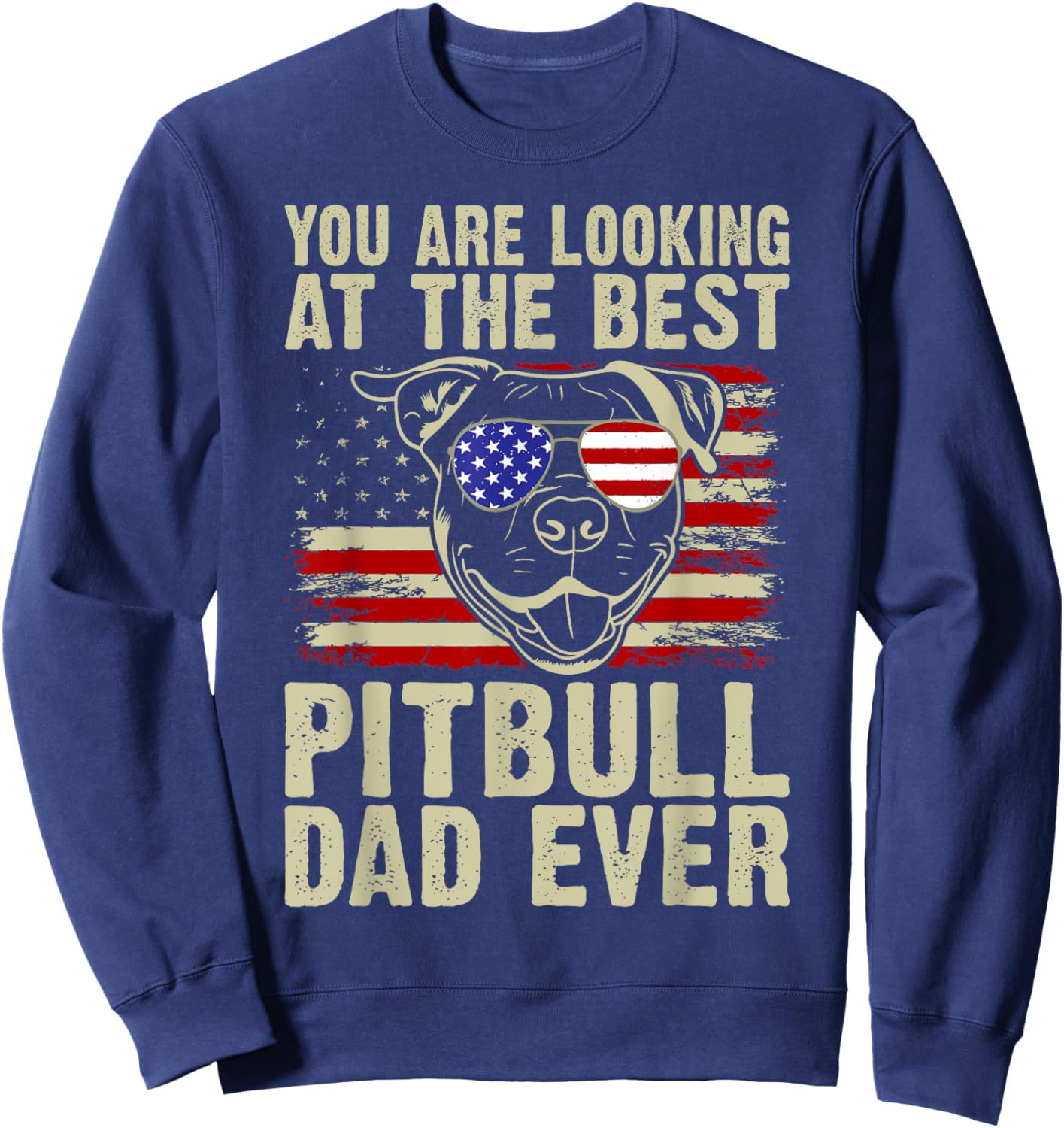 You are Looking at the best Pitbull Dad Ever Pitbull Sweatshirt - Sweatshirt | Navy
