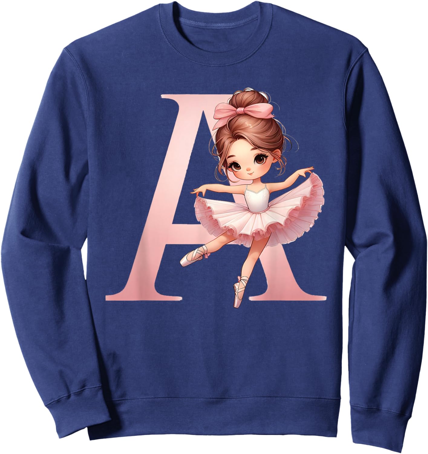 Ballerina Girl Dancing Name First Letter A Girly Tutu Ballet Sweatshirt - Sweatshirt | Navy