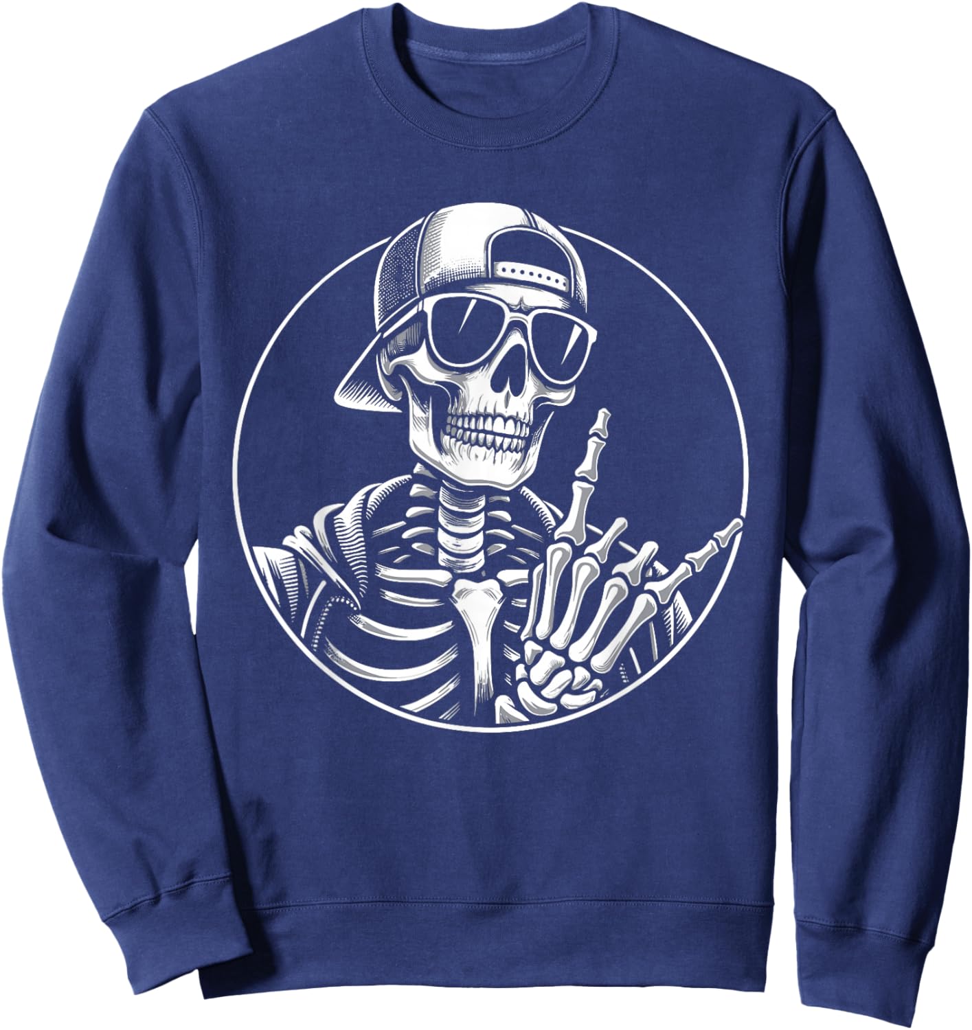 Rock Hand Skeleton, Rocker & Rock Music Festival, Halloween Sweatshirt - Sweatshirt | Navy