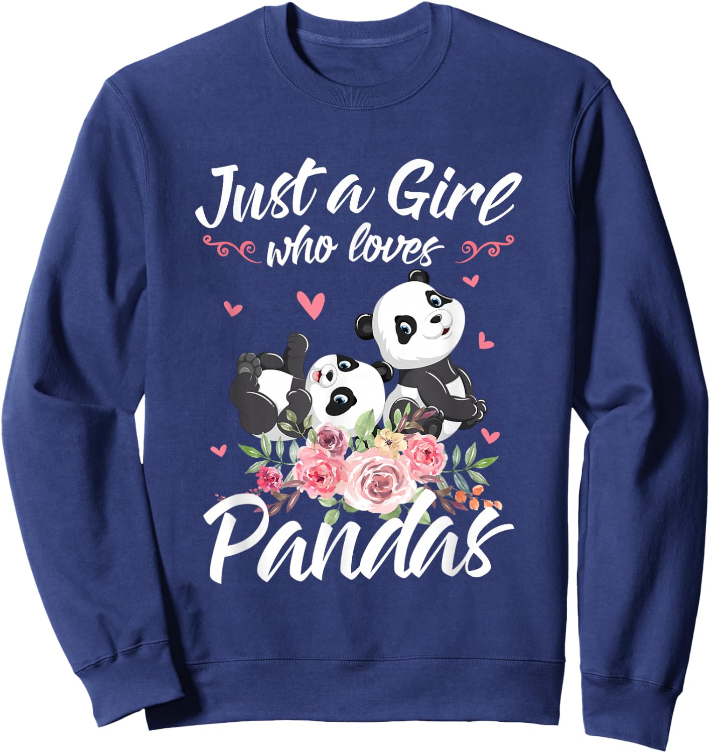 Just A Girl Who Loves Panda Shirt Women Panda Christmas Gift Sweatshirt - Sweatshirt | Navy