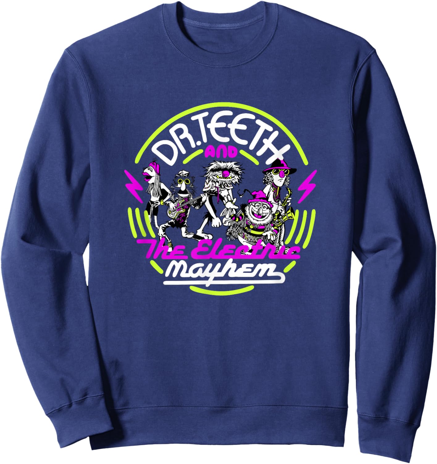 Disney The Muppets Dr. Teeth & Electric Mayhem Neon Sign Sweatshirt - Sweatshirt | Navy