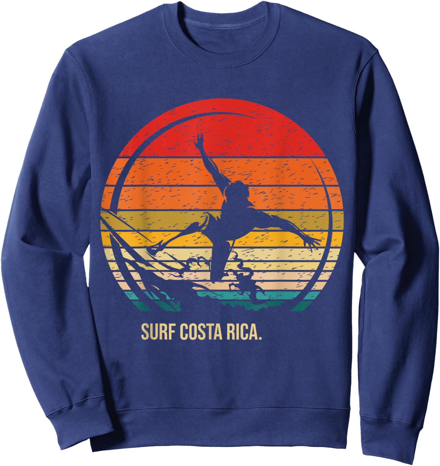 Vintage Surf Costa Rica Retro Surfer Surfing Sweatshirt - Sweatshirt | Navy