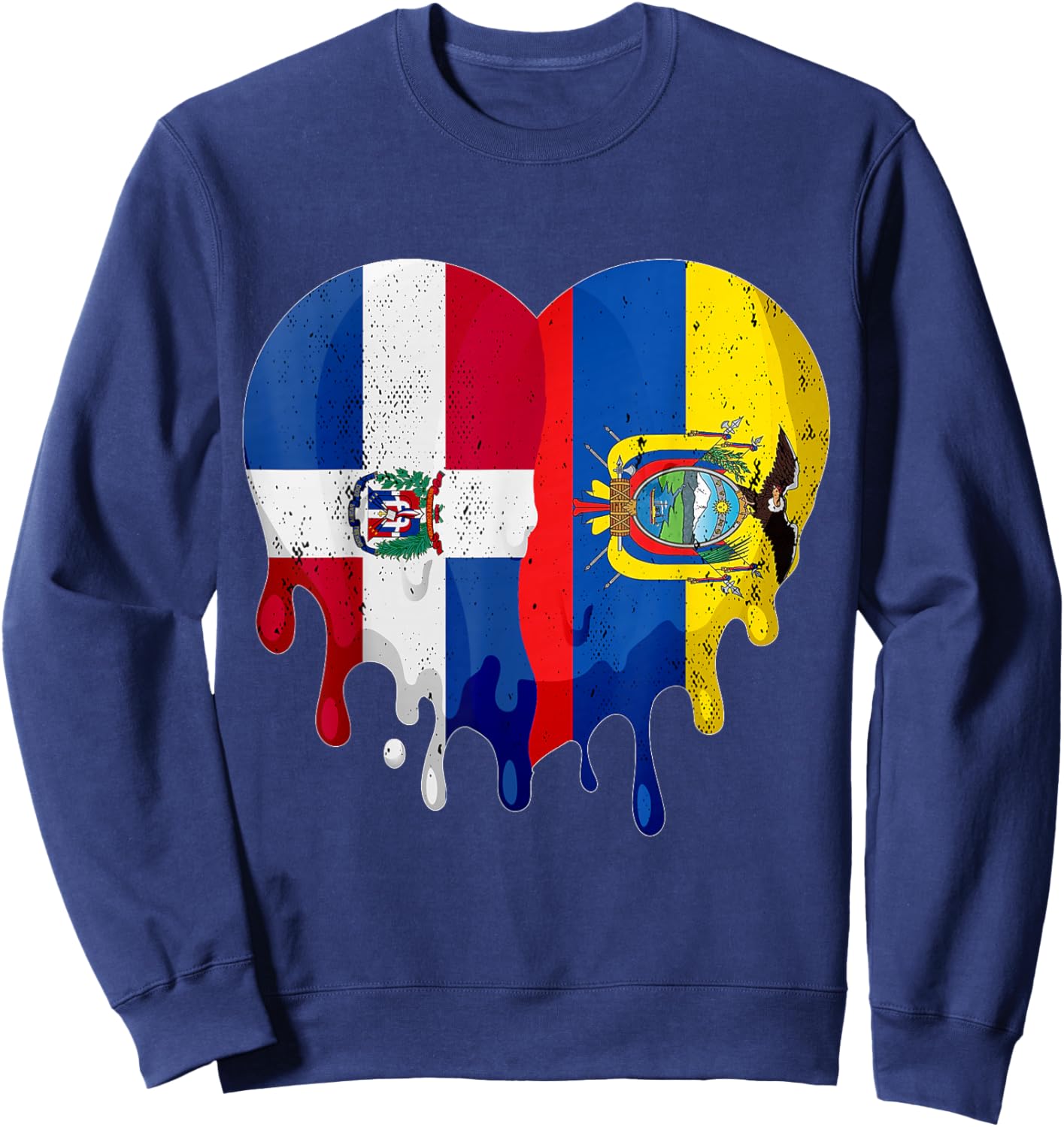 Dominican Republic Ecuador Flag Heart Citizen Patriot Sweatshirt - Sweatshirt | Navy