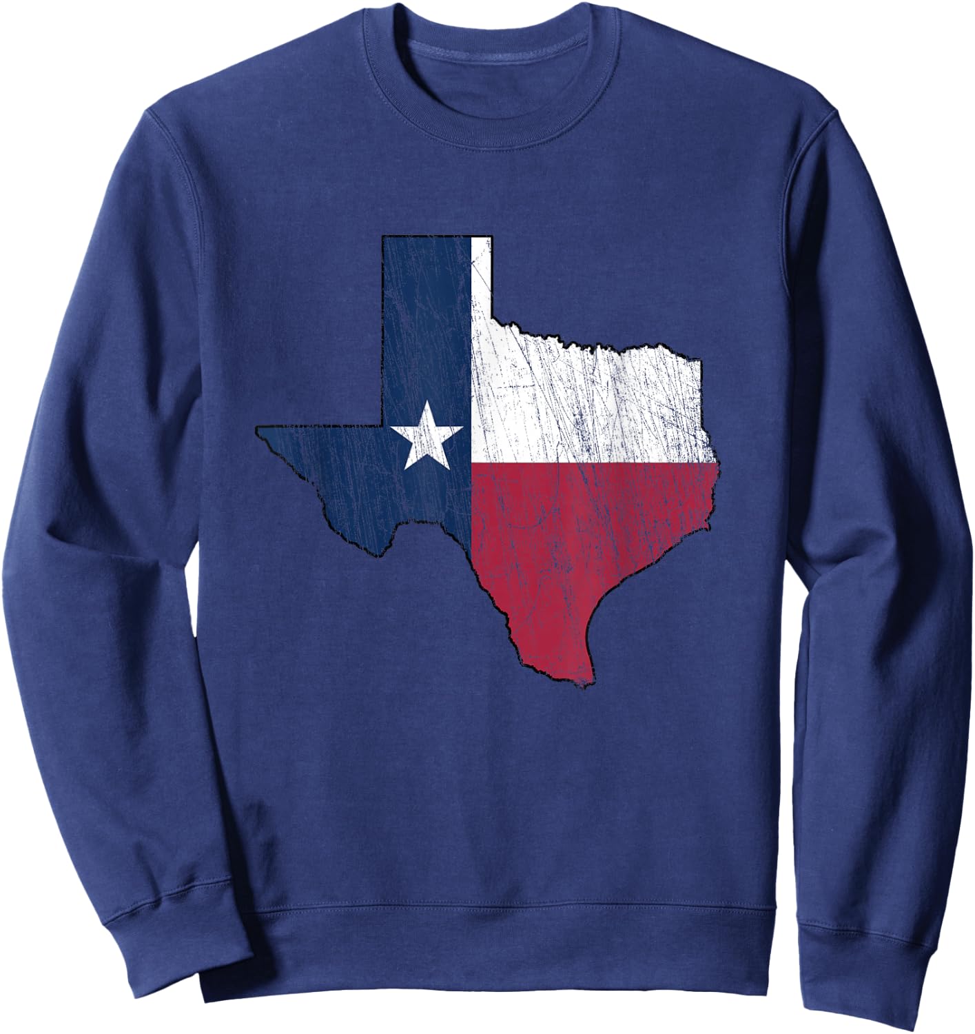 Texas Map - Worn/Distressed Design - Flag of Texas Sweatshirt - Sweatshirt | Navy
