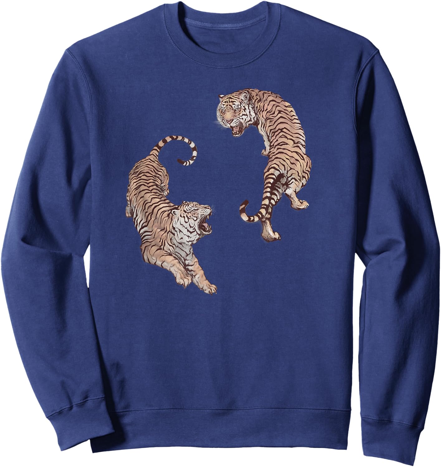 Vintage Tiger Graphic, Chinese Tiger Aesthetic, Yin and Yang Sweatshirt - Sweatshirt | Navy