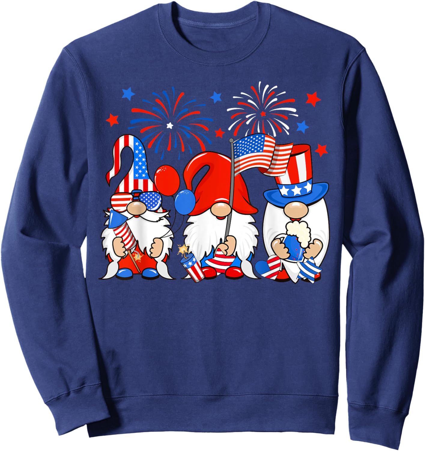 American Gnomes Celebrating Independence Day 4th Of July Sweatshirt - Sweatshirt | Navy