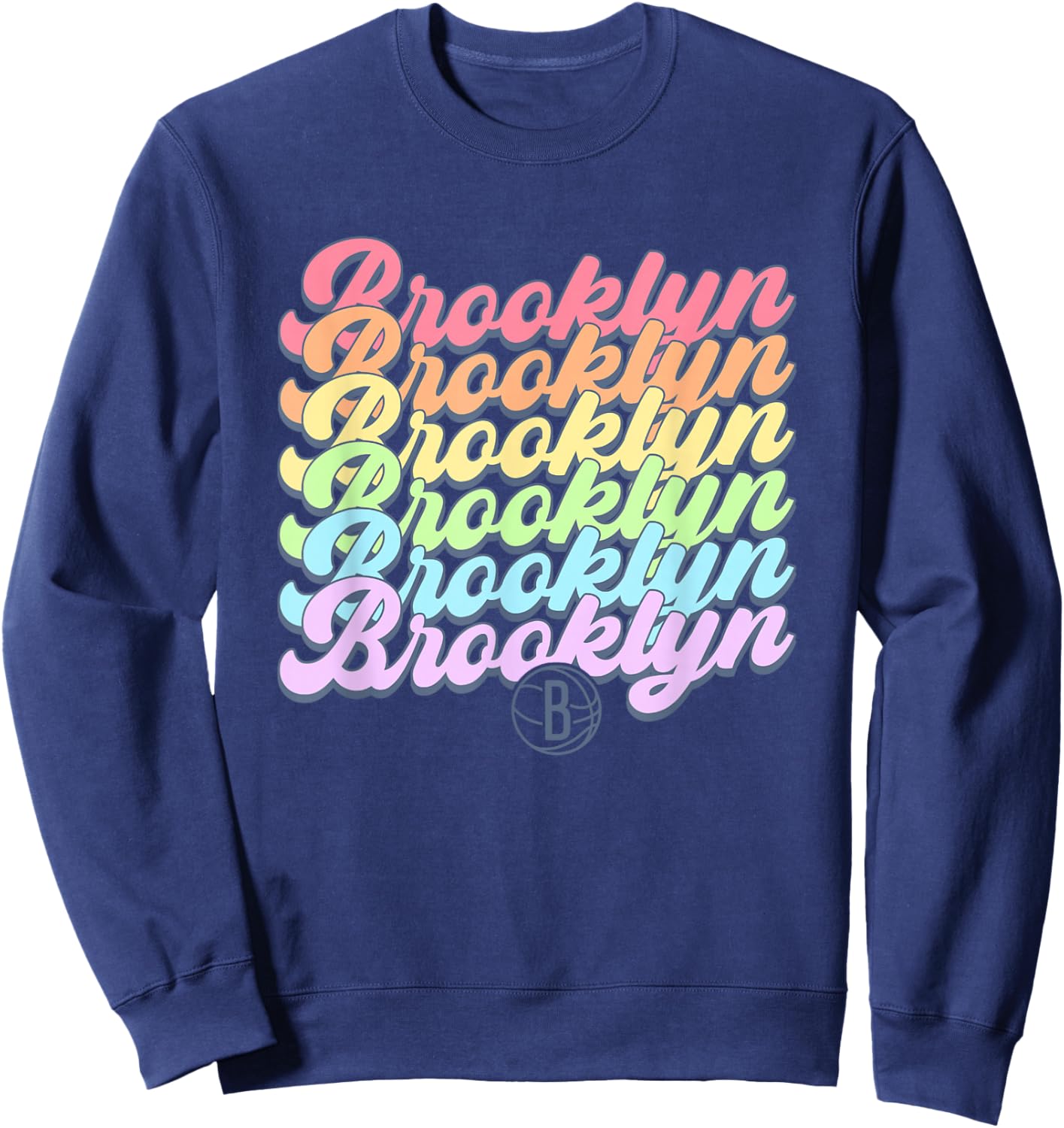 NBA Brooklyn Nets Pastel Rainbow Pride Stack Sweatshirt - Sweatshirt | Navy