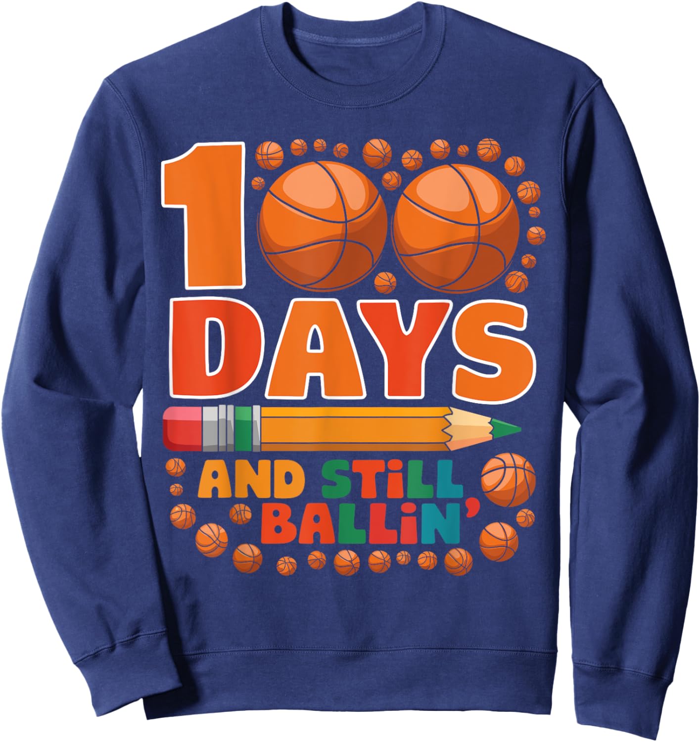 100 Days Of School 100th Day Of School Basketball Kids Boys Sweatshirt - Sweatshirt | Navy