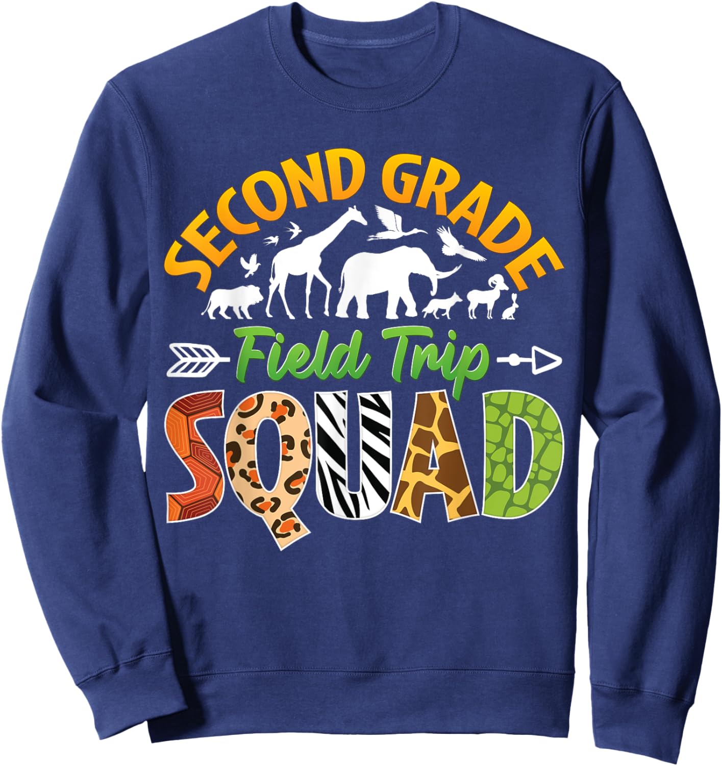 Second Grade Zoo Field Trip Squad Matching Teacher Students Sweatshirt - Sweatshirt | Navy