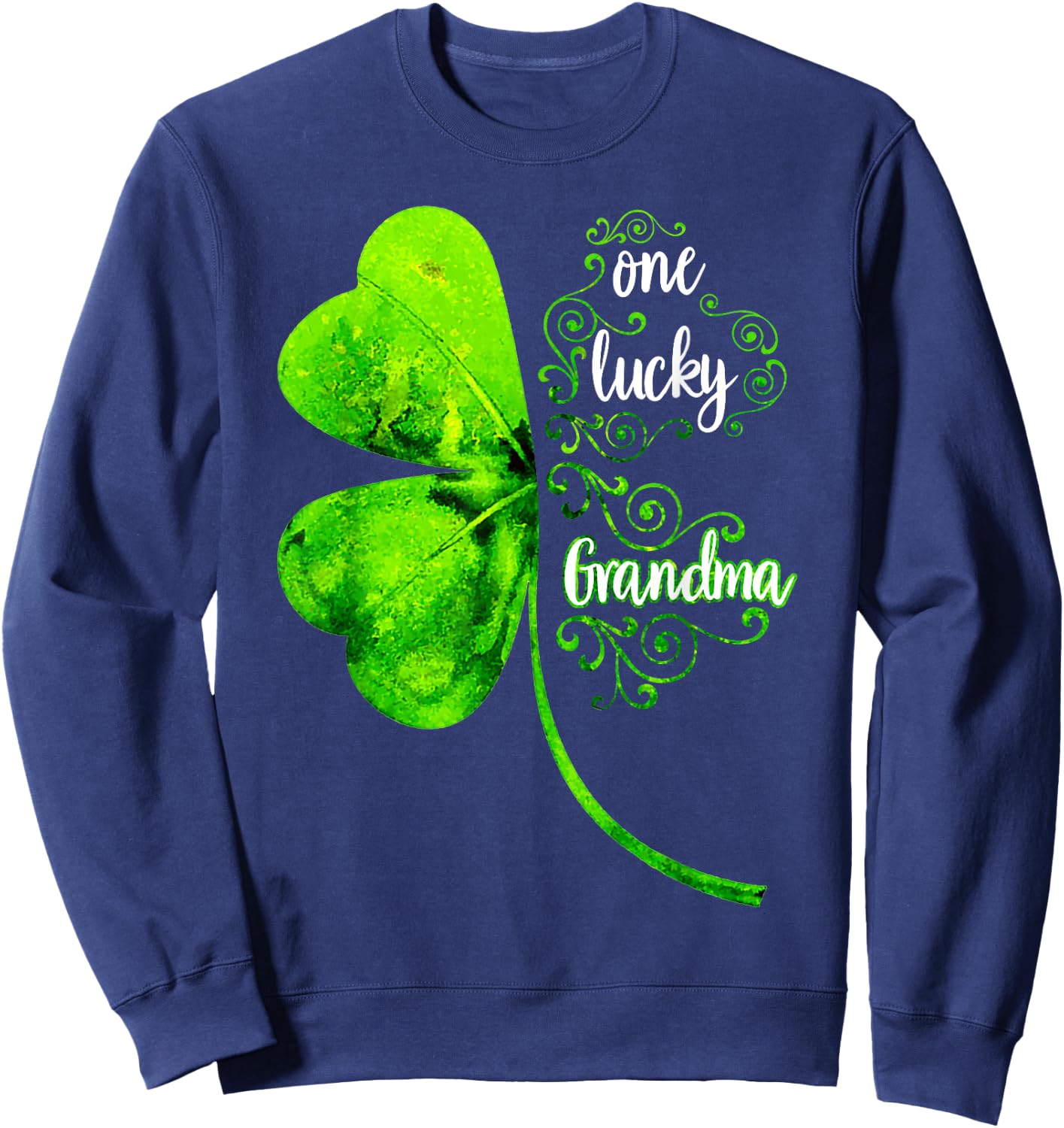 One Lucky Grandma Shamrock Grandma St Patricks Day Sweatshirt - Sweatshirt | Navy