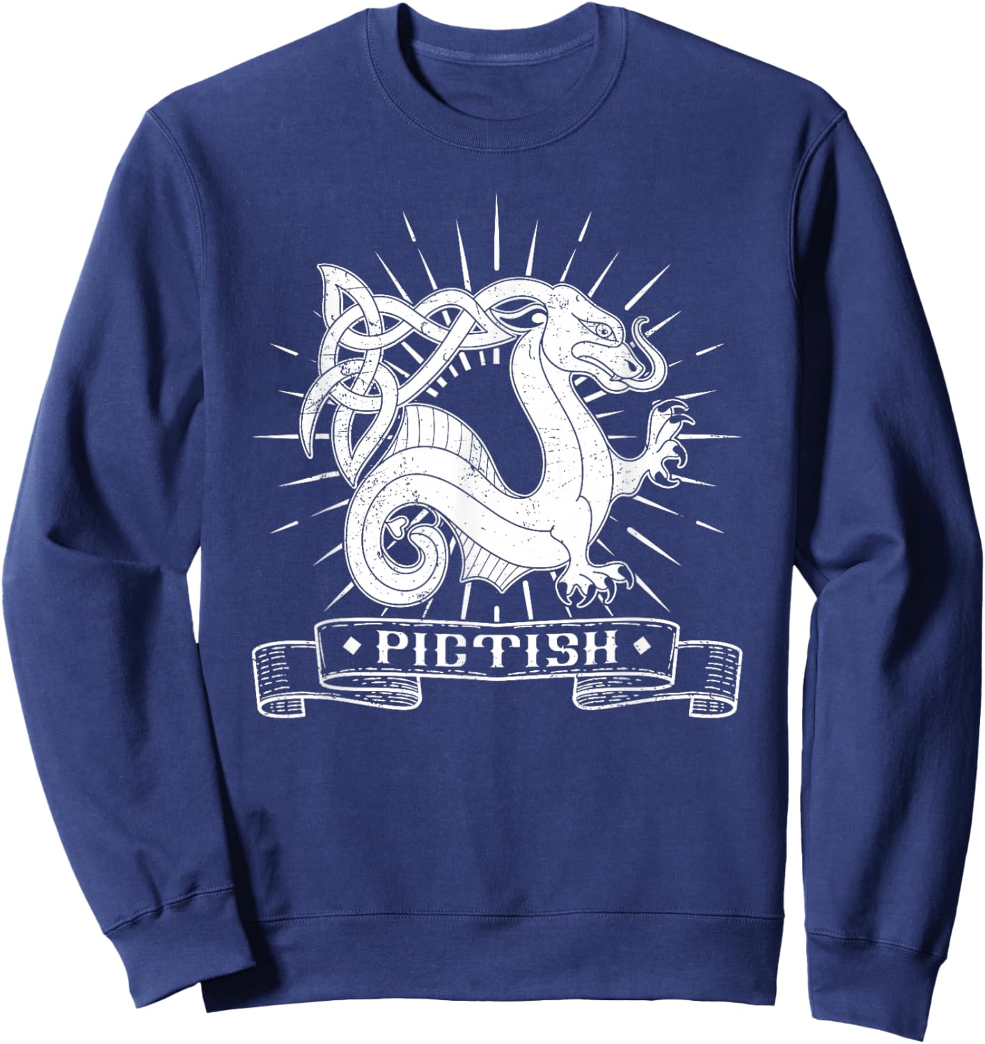 Picten British Scotland Scottish Dragon Beast National Sweatshirt - Sweatshirt | Navy